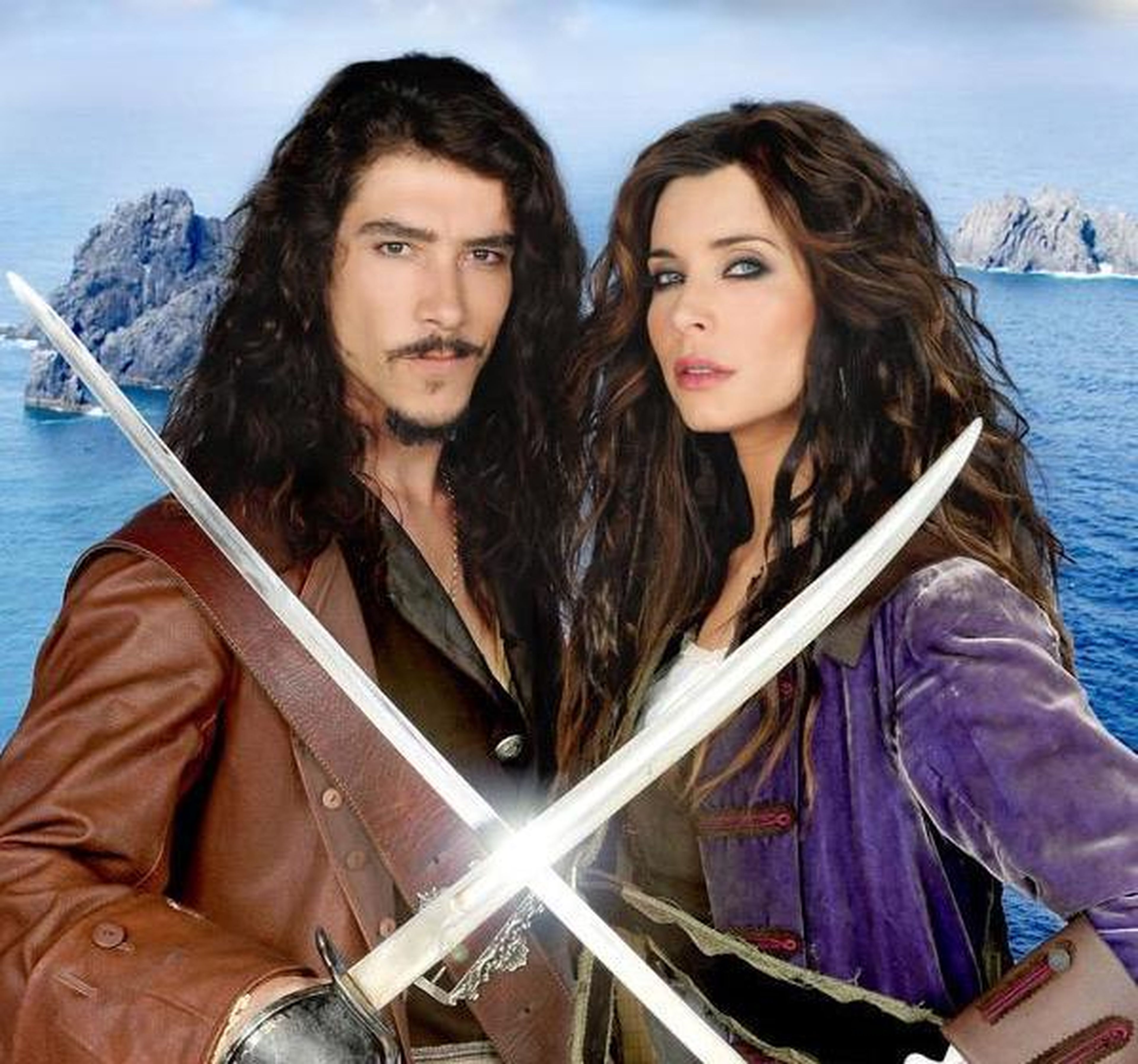 Oscar Jaenada y Pilar Rubio en el cartel promocional de Piratas.