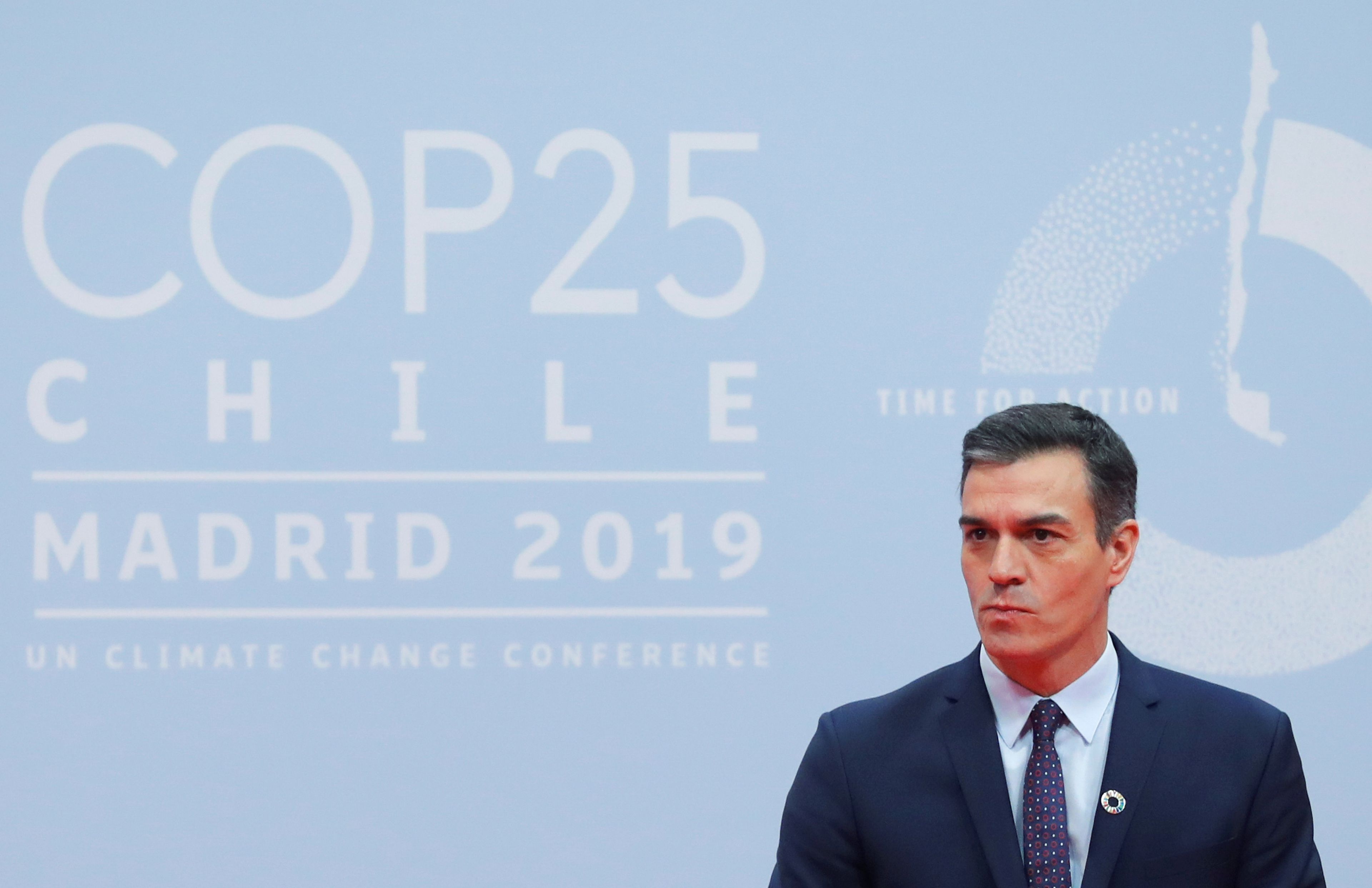 El presidente del Gobierno, Pedro Sánchez, en el primer día de la COP25.