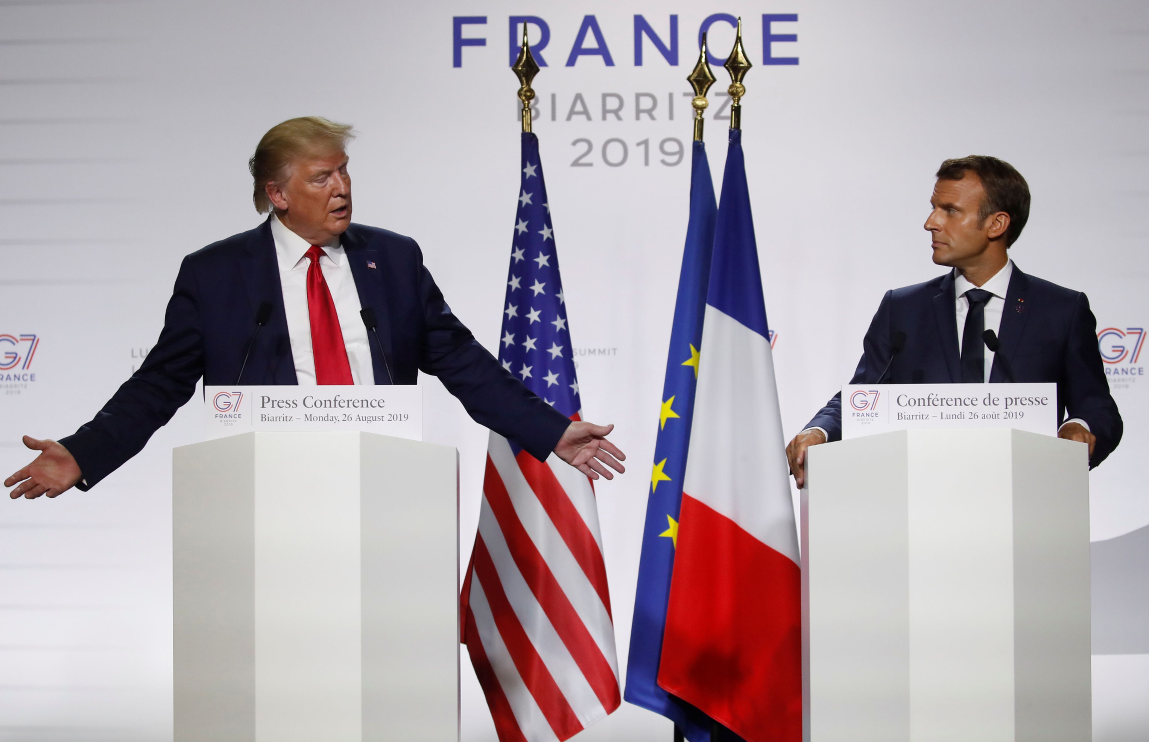 Los presidentes de EE.UU., Donald Trump, y de Francia, Emmanuel Macron
