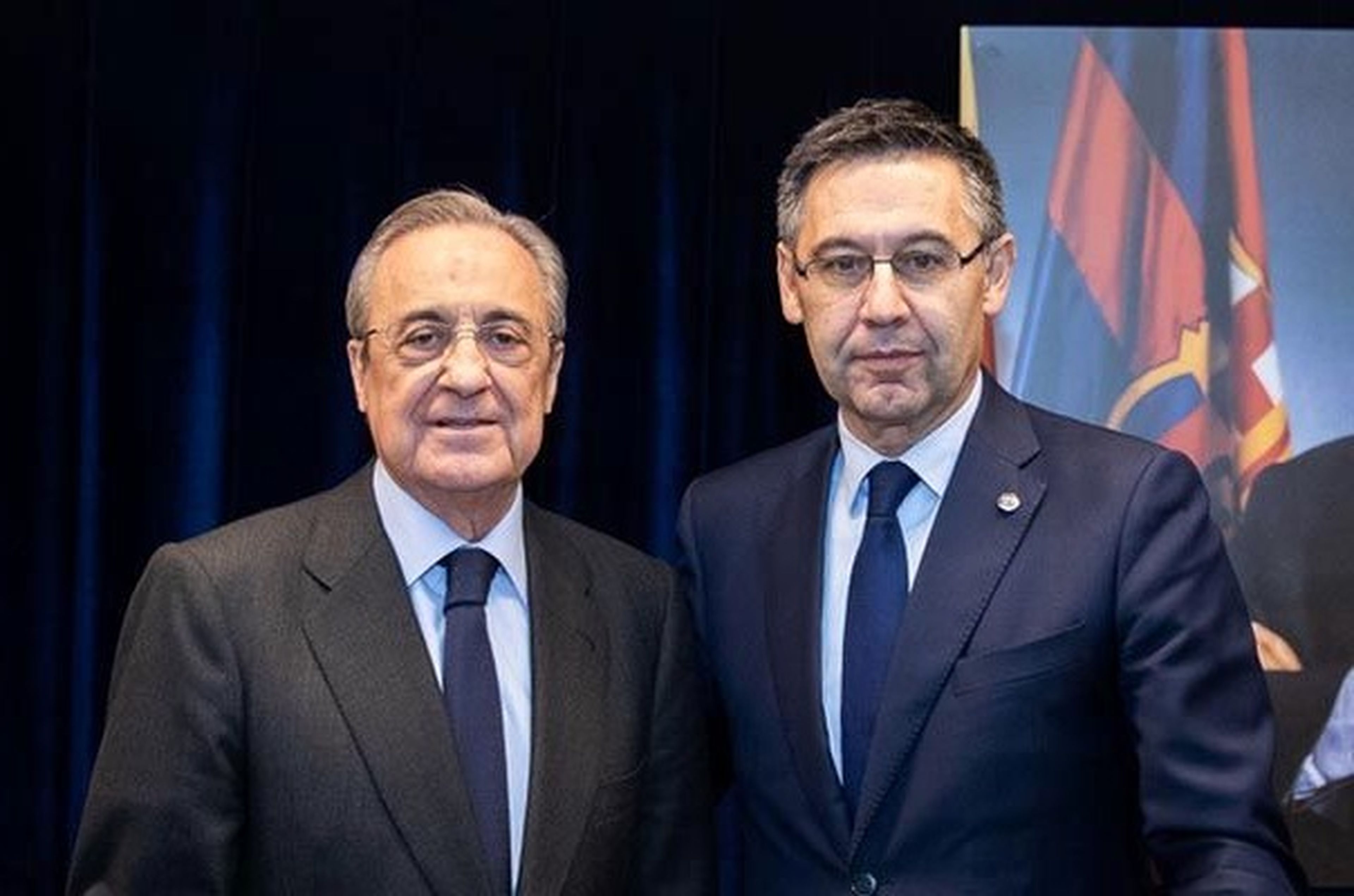 Los presidentes del Real Madrid y FC Barcelona, Florentino Pérez y Josep María Bartomeu.