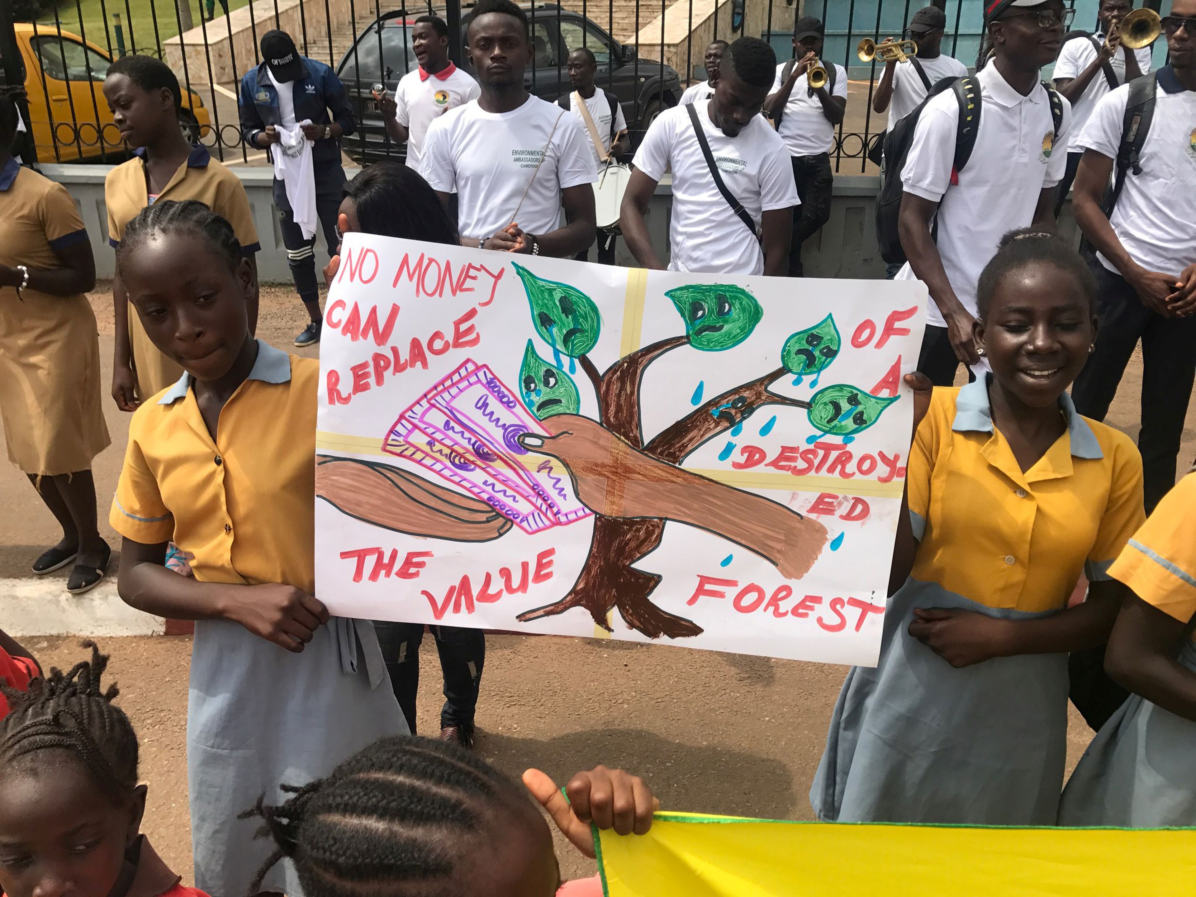 Una protesta en Camerún contra el cambio climático.