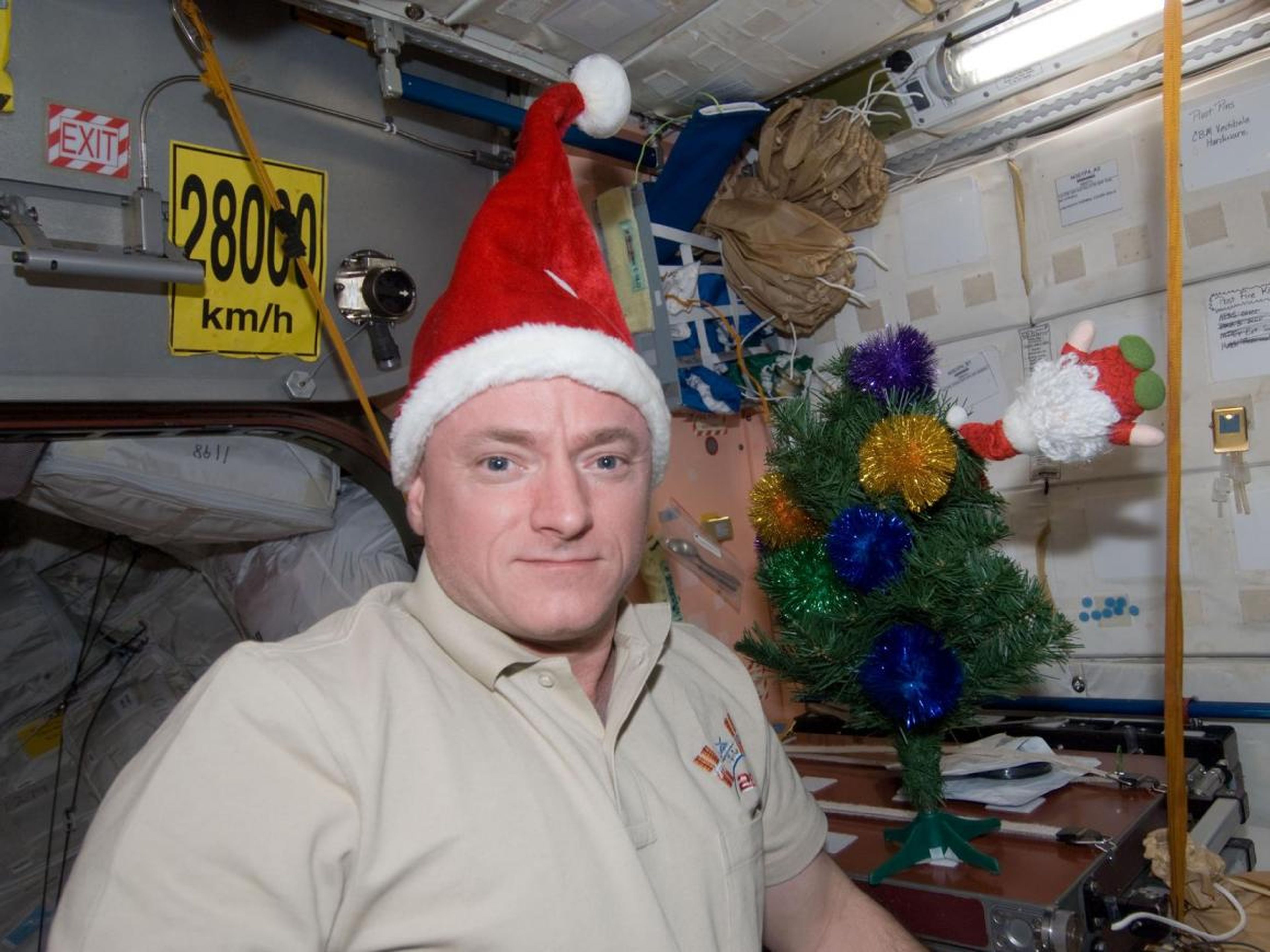 Santa Claus hats are another staple, as exemplified in this photo of astronaut Scott Kelly (2010).