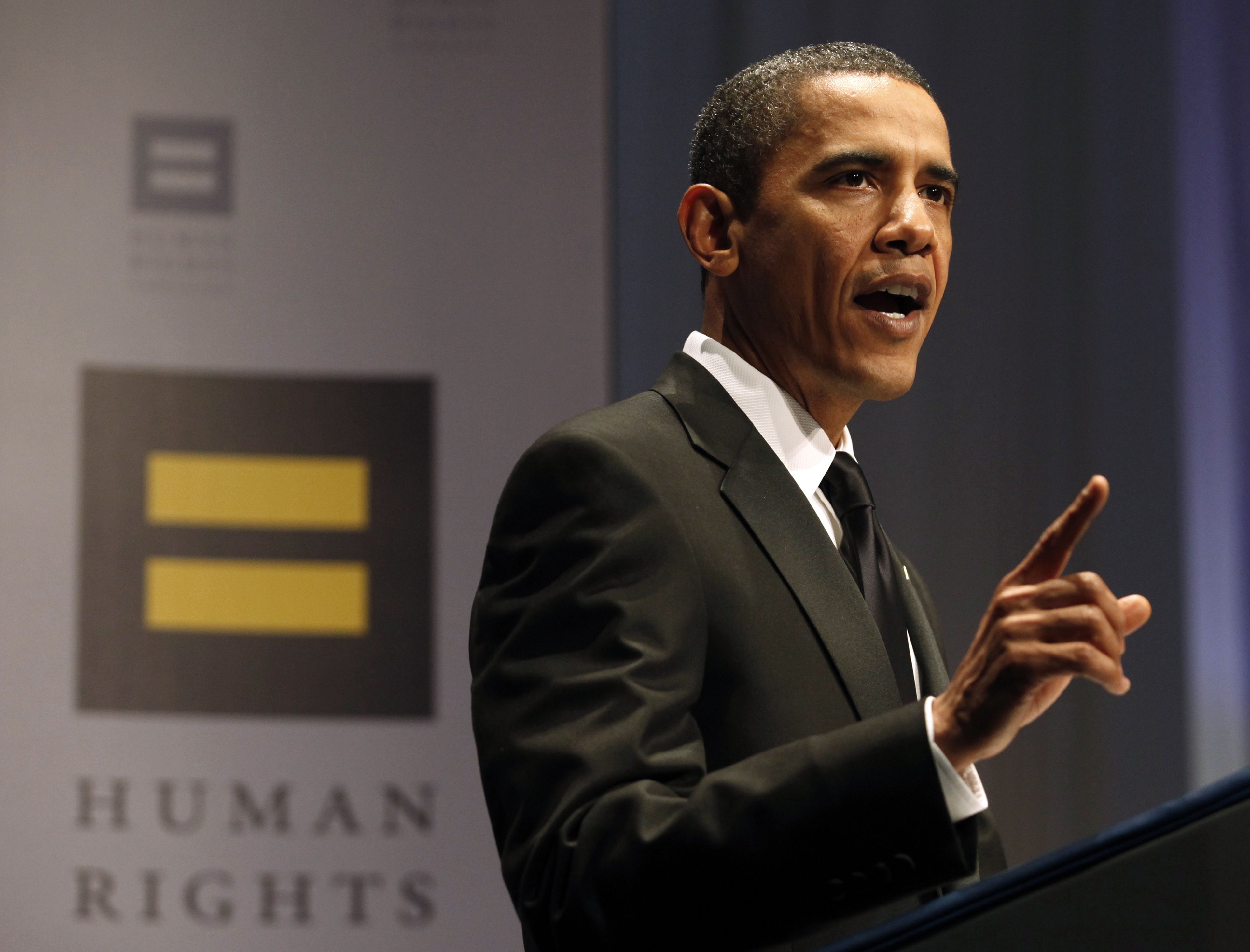 Barack Obama, expresidente de los Estados Unidos, en la cena anual de HRC en Washington en 2009.
