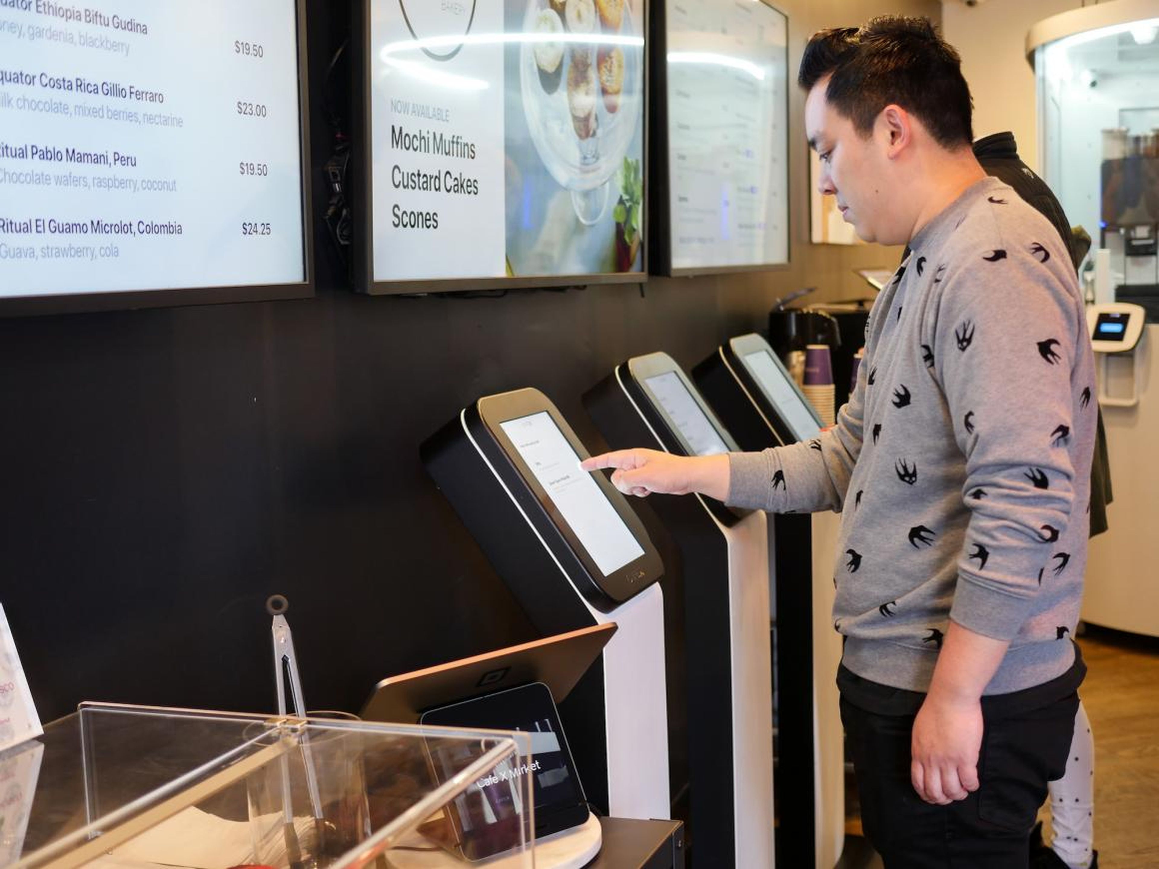 At CafeX, customers ordered at digital kiosks.