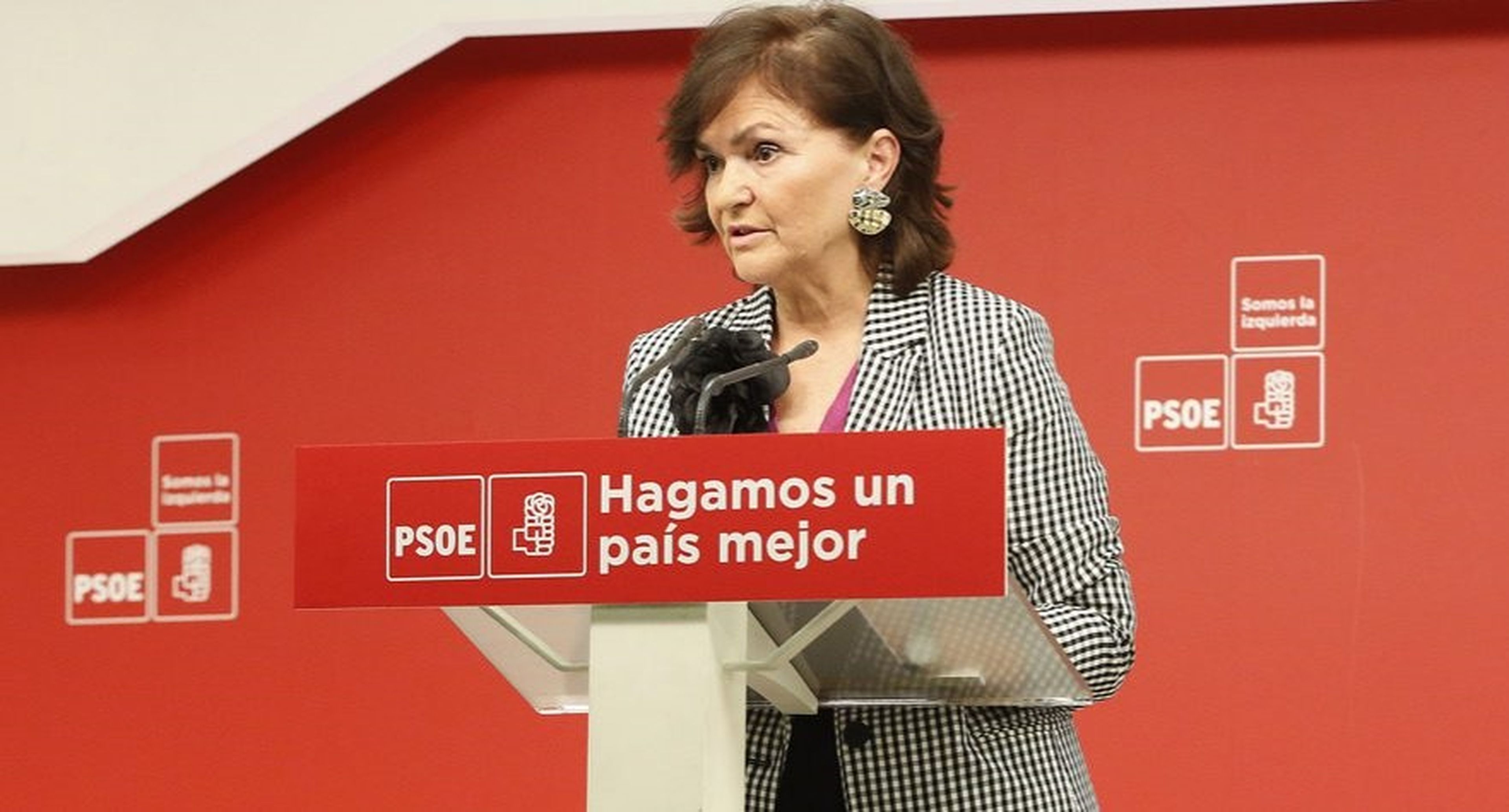 Carmen Calvo durante la campaña electoral.