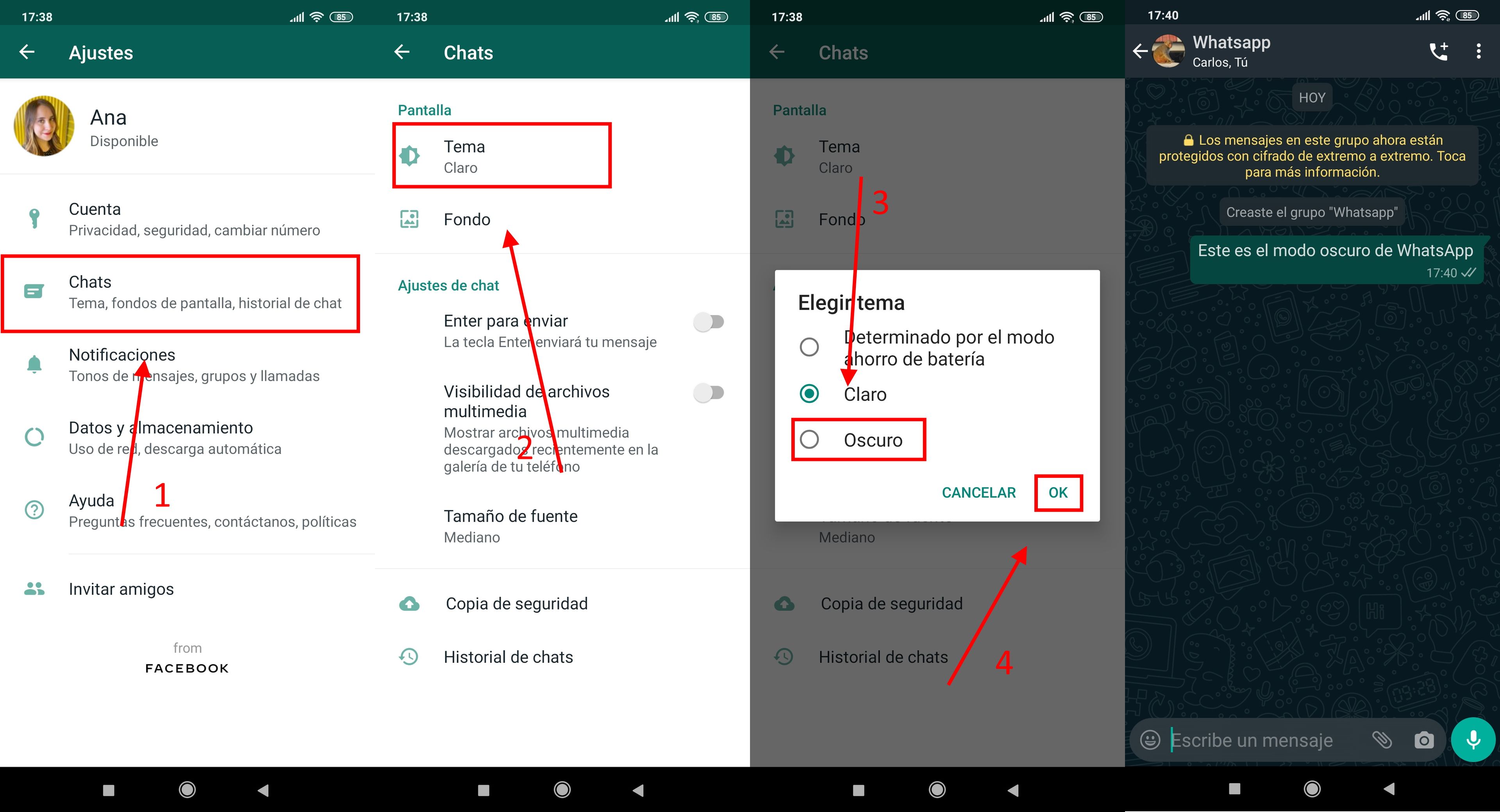 Cómo poner el modo oscuro de WhatsApp en Android