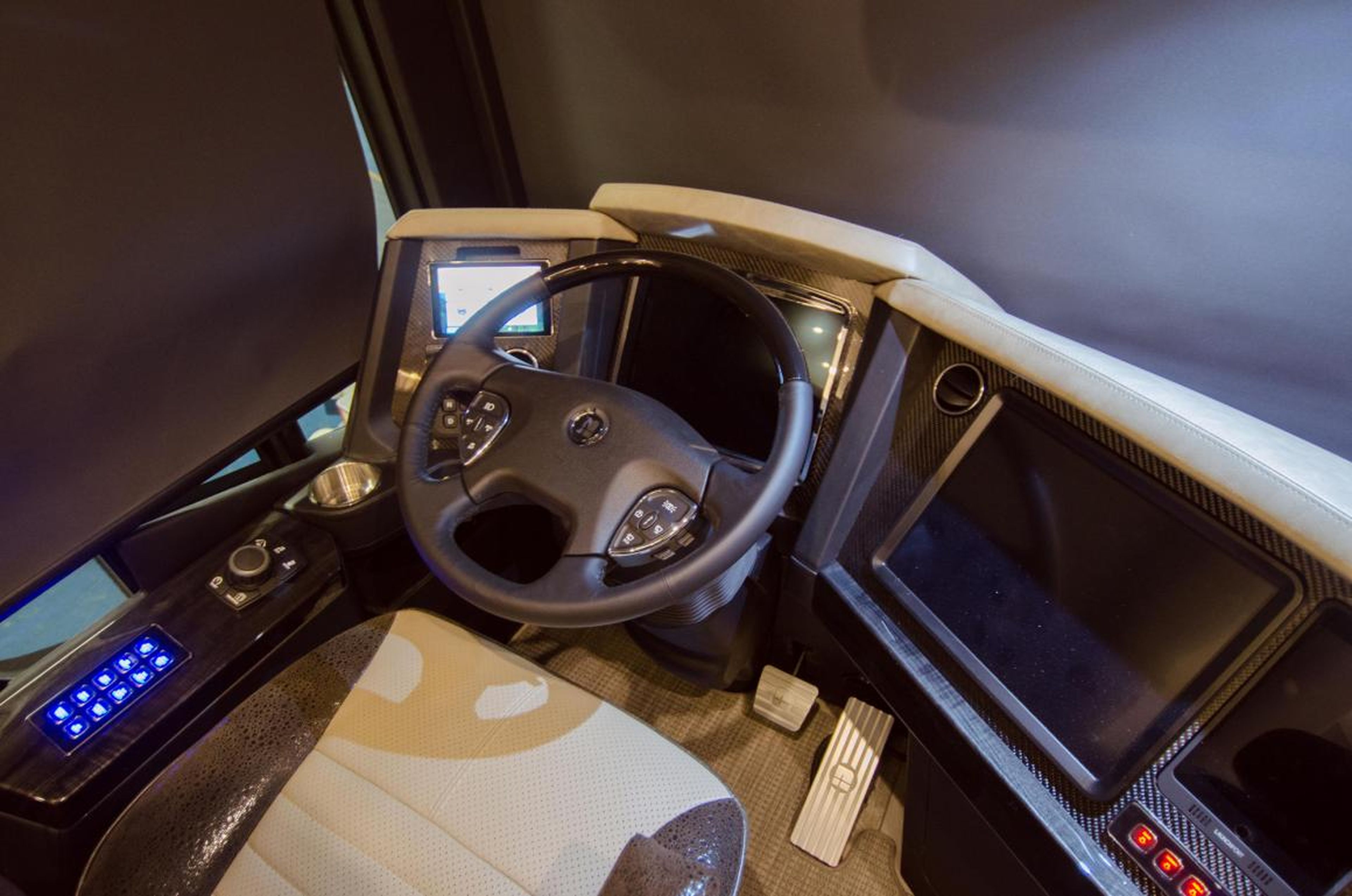 Driver's seat in the 2020 Newell Coach p50.