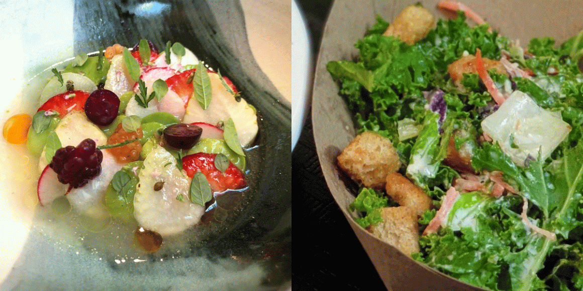 During a recent $350 Noma lunch meal that Business Insider's Will Martin attended, his favorite dish was this fruity berry and fava bean salad served ceviche-style with a horseradish oil (on the left).