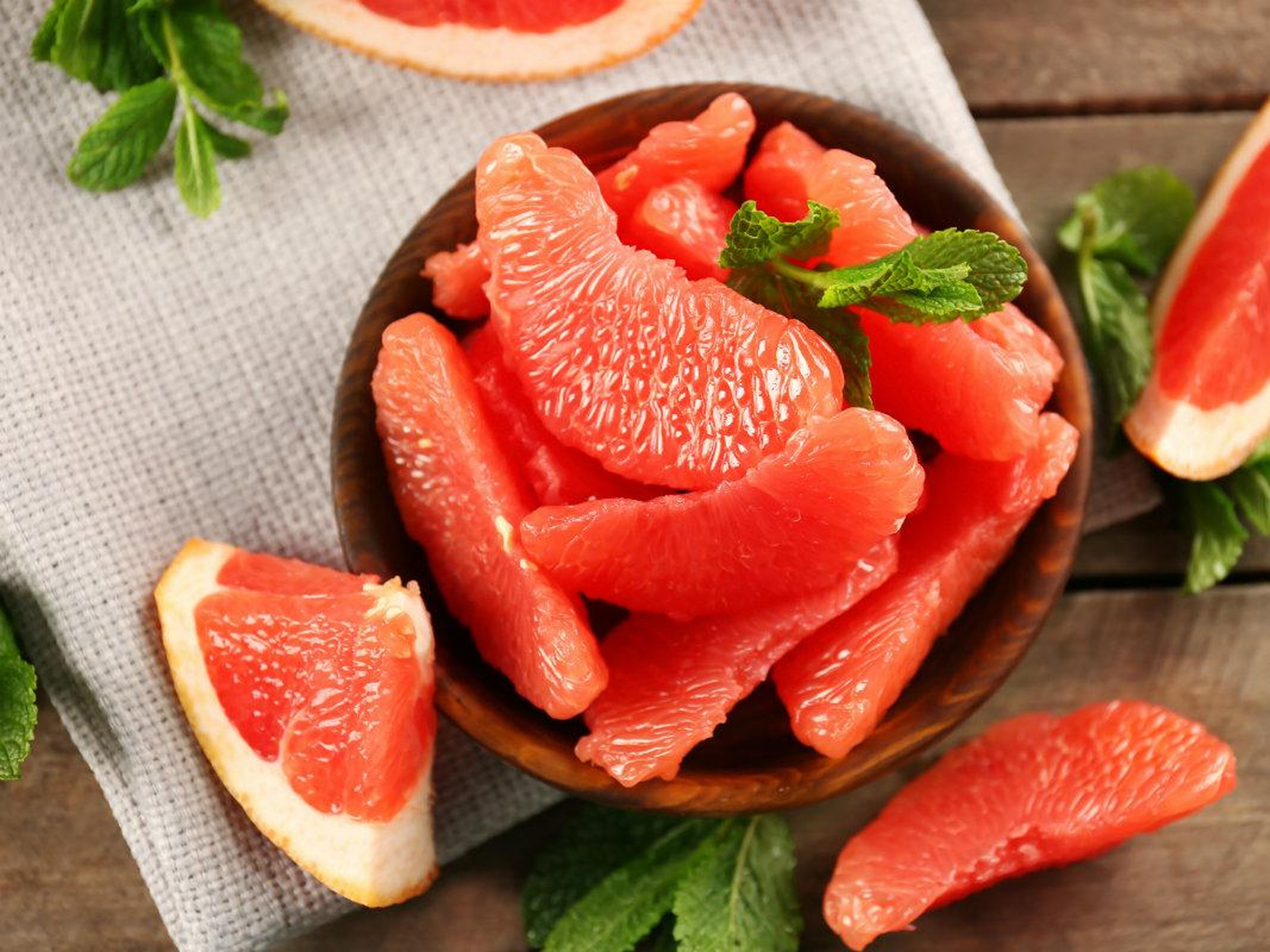 Grapefruit is a good source of vitamin C as well as potassium, pectin, and fiber.