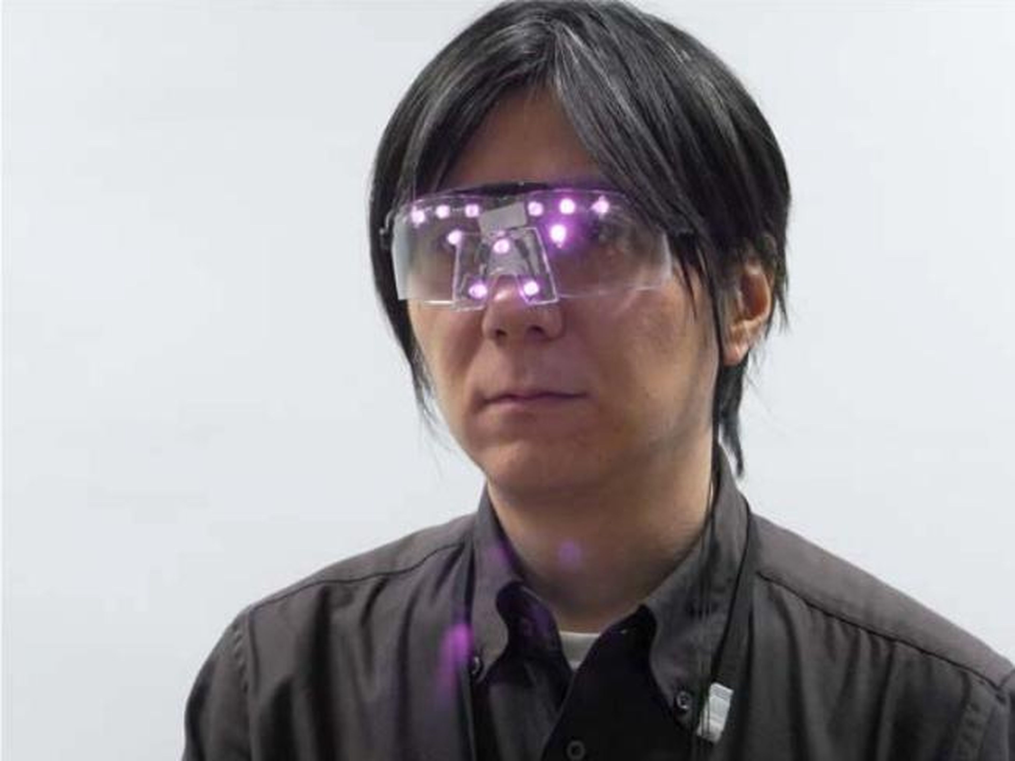 A Japanese college professor designed goggles fitted with LEDs that thwart facial recognition.