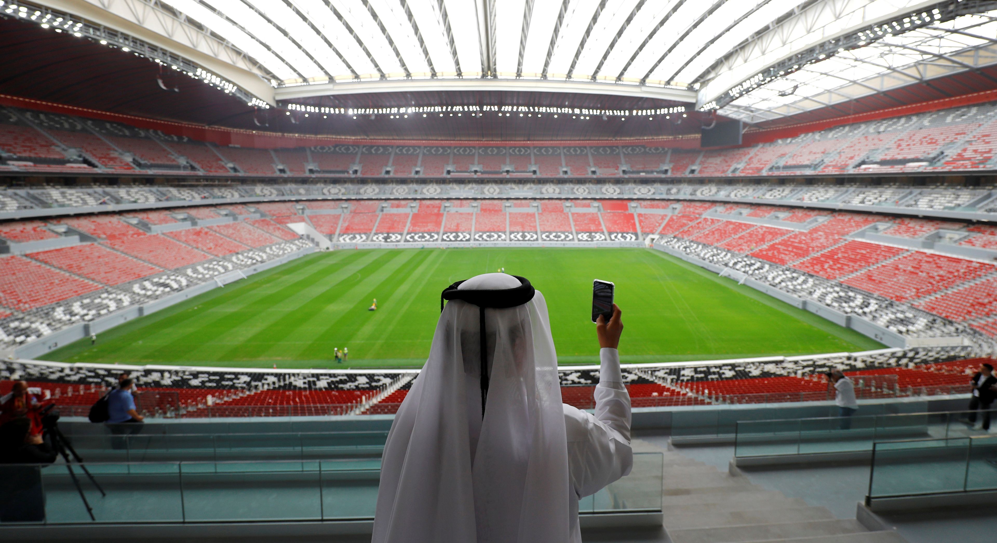 Una vista general del estadio Al Bayt, construido para el próximo Mundial de la FIFA 2022.
