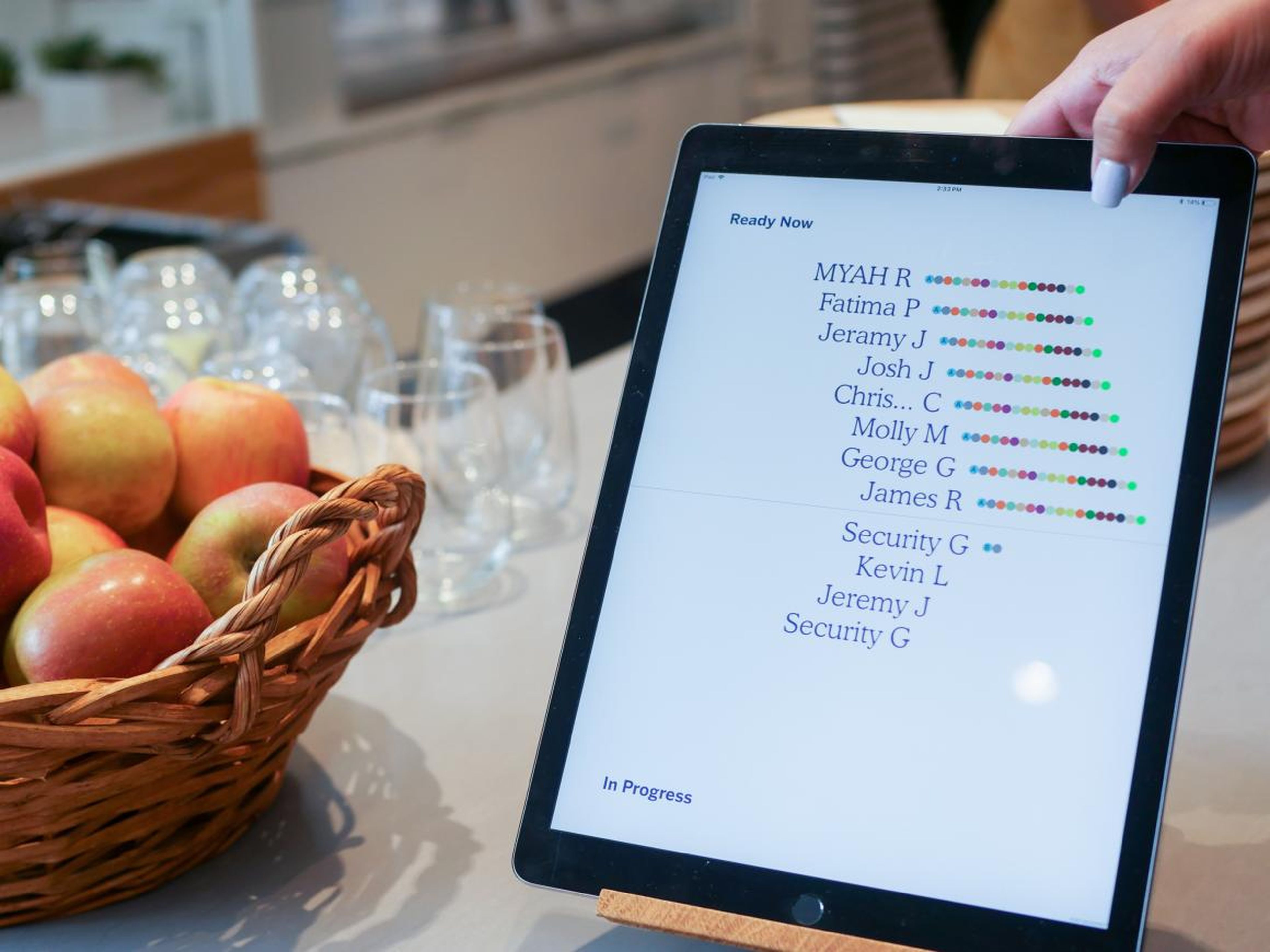 Over at Creator, "robot attendants," or human employees, take customers' orders on devices. The status of each customer's order could be tracked on a counter tablet.