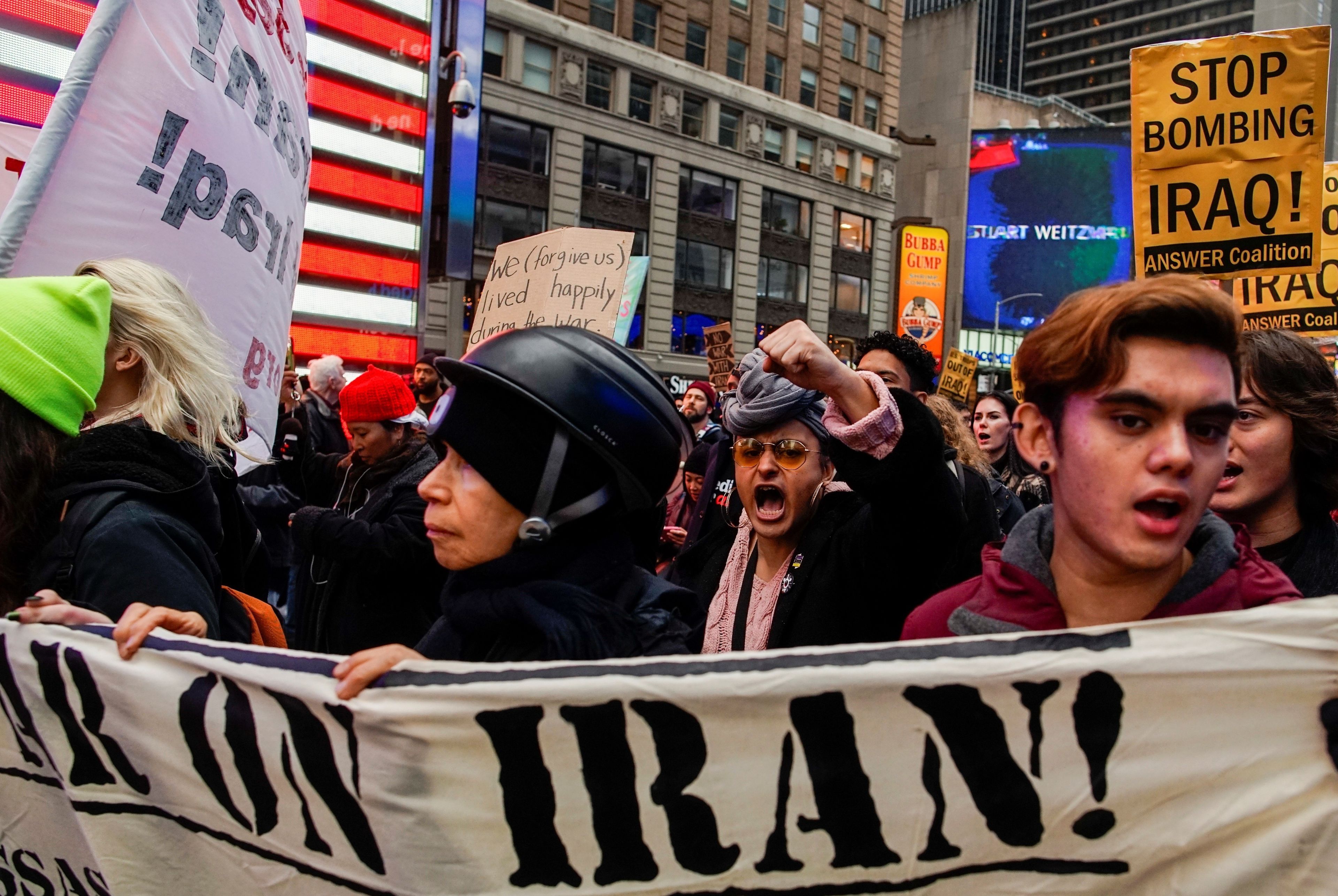 Protesta contra las tensiones entre Estados Unidos e Irán