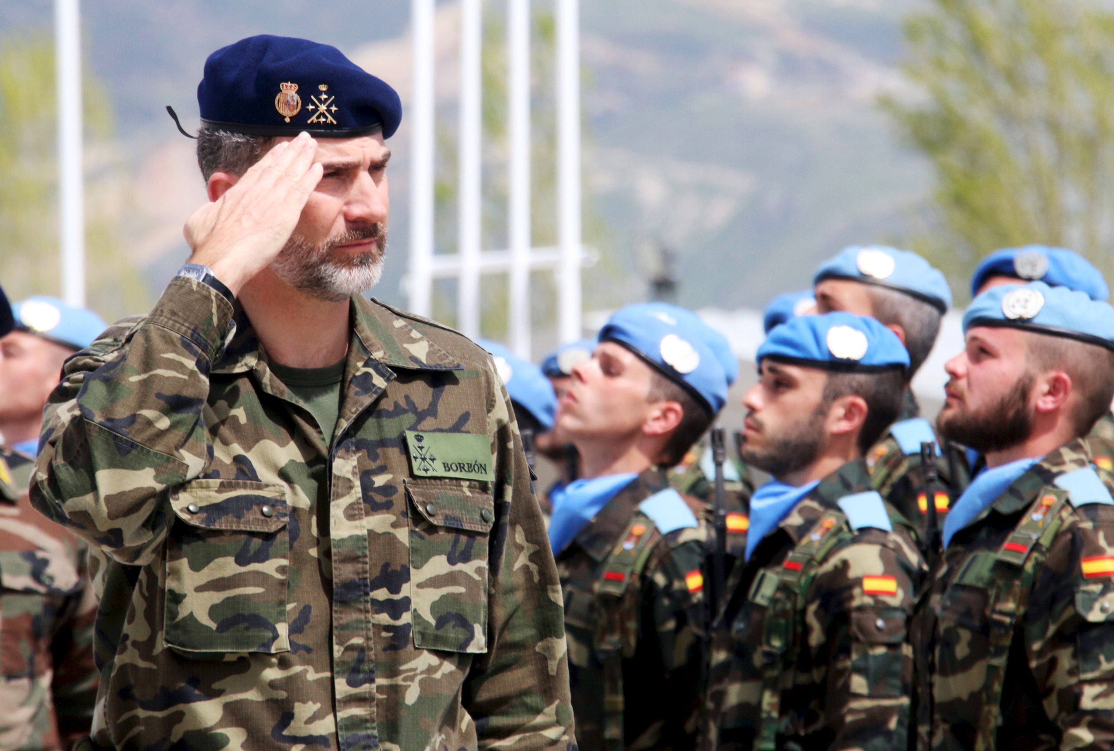 El rey Felipe VI y las Fuerzas Provisionales Españolas de las Naciones Unidas en Líbano.
