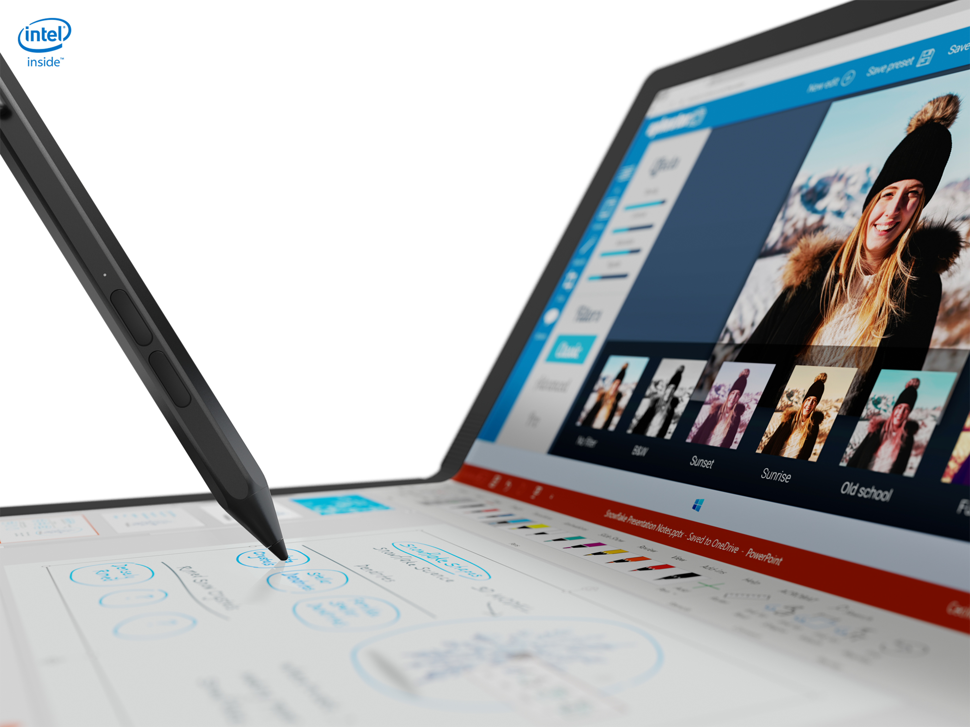 ThinkPad X1 Fold de Lenovo con la pantalla en función multitarea.