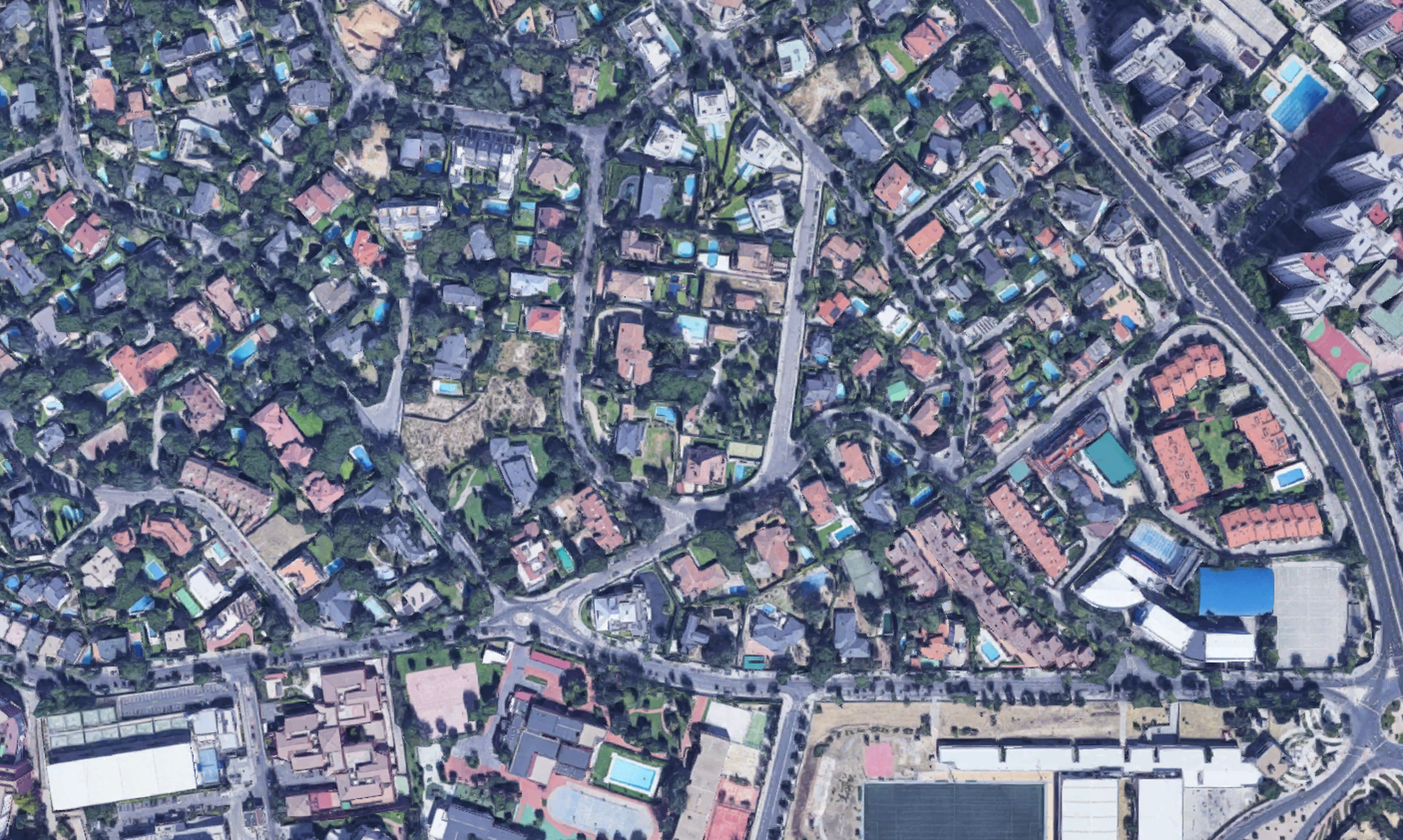 Vista aérea de la urbanización en Mirasierra.