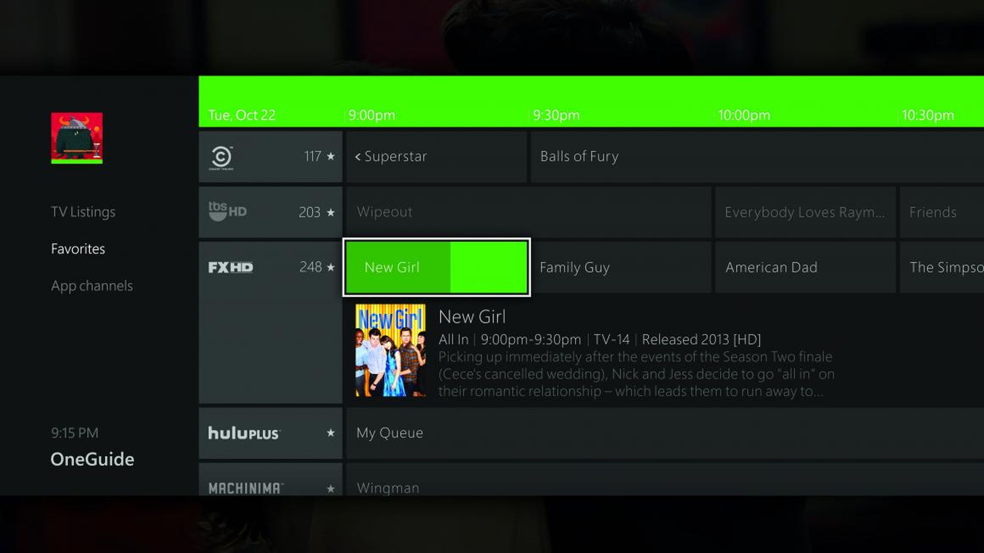 La "OneGuide" de Xbox One es una aplicación pensada para ver todas las funciones y cartelera de la televisión en un solo lugar.