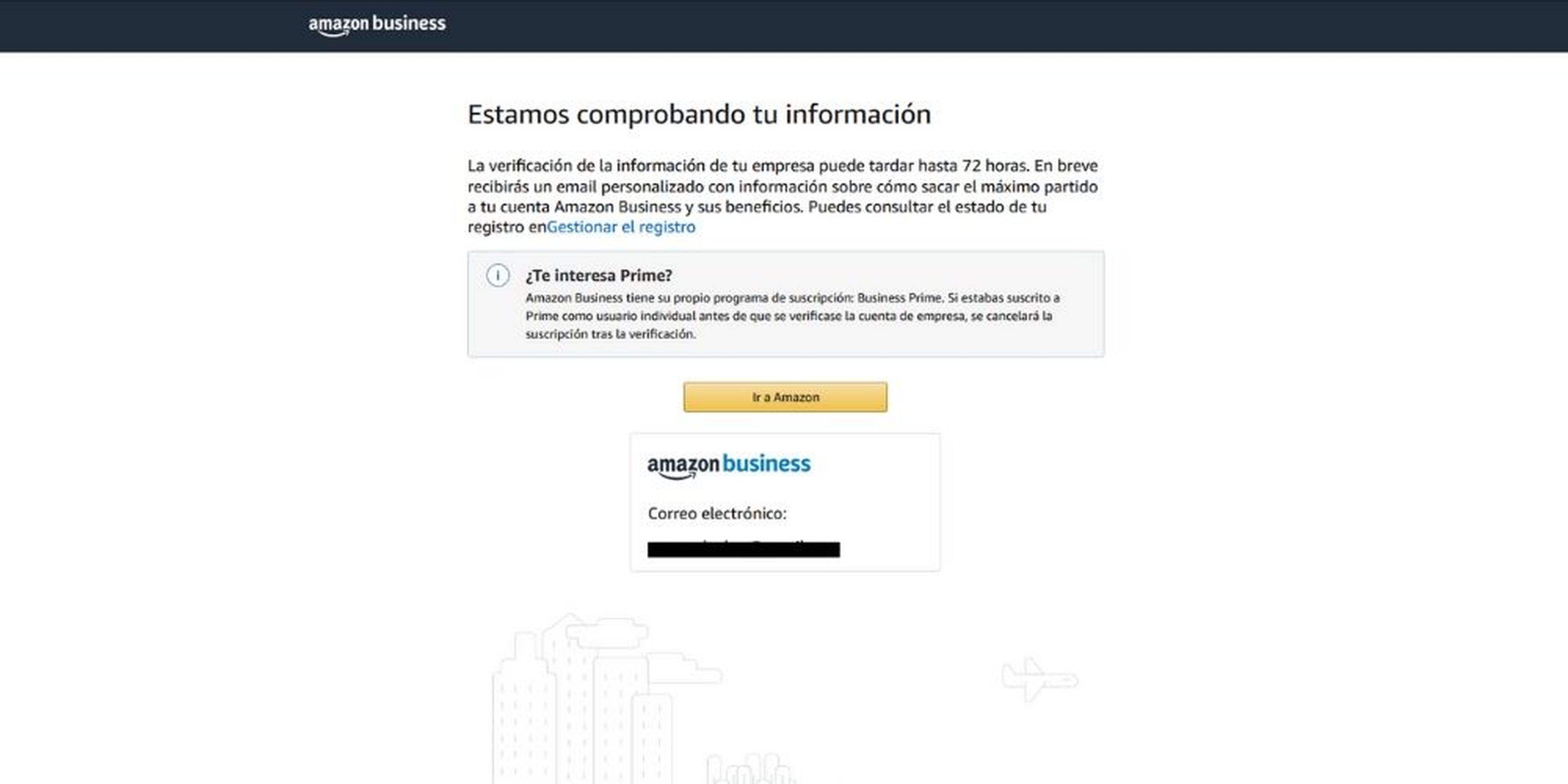 Comprobación de cuentas de Amazon Business Prime