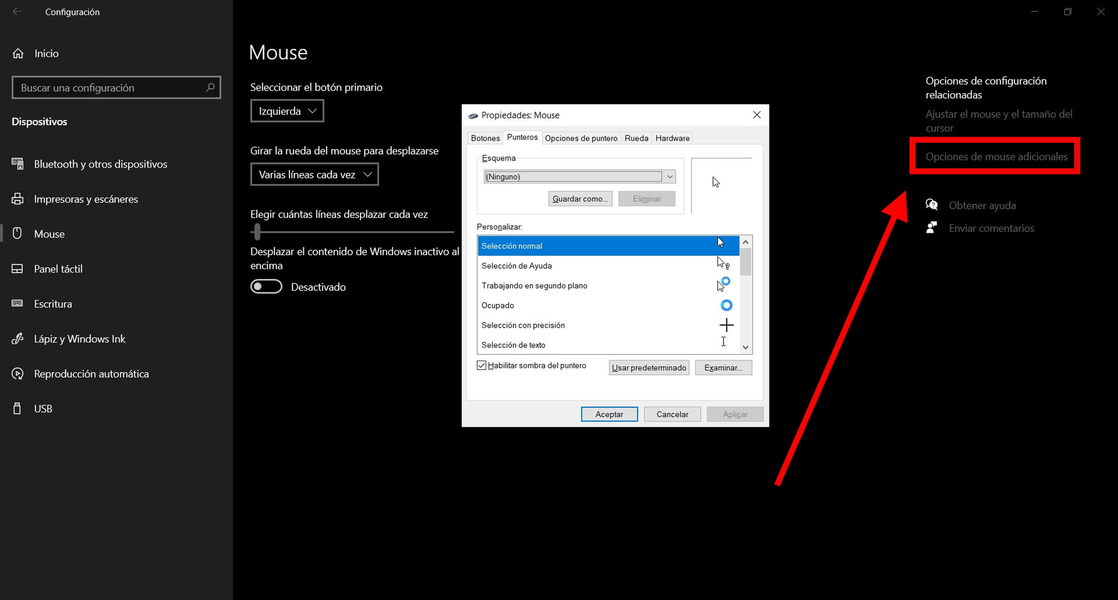 Cómo cambiar los botones del ratón en Windows 10