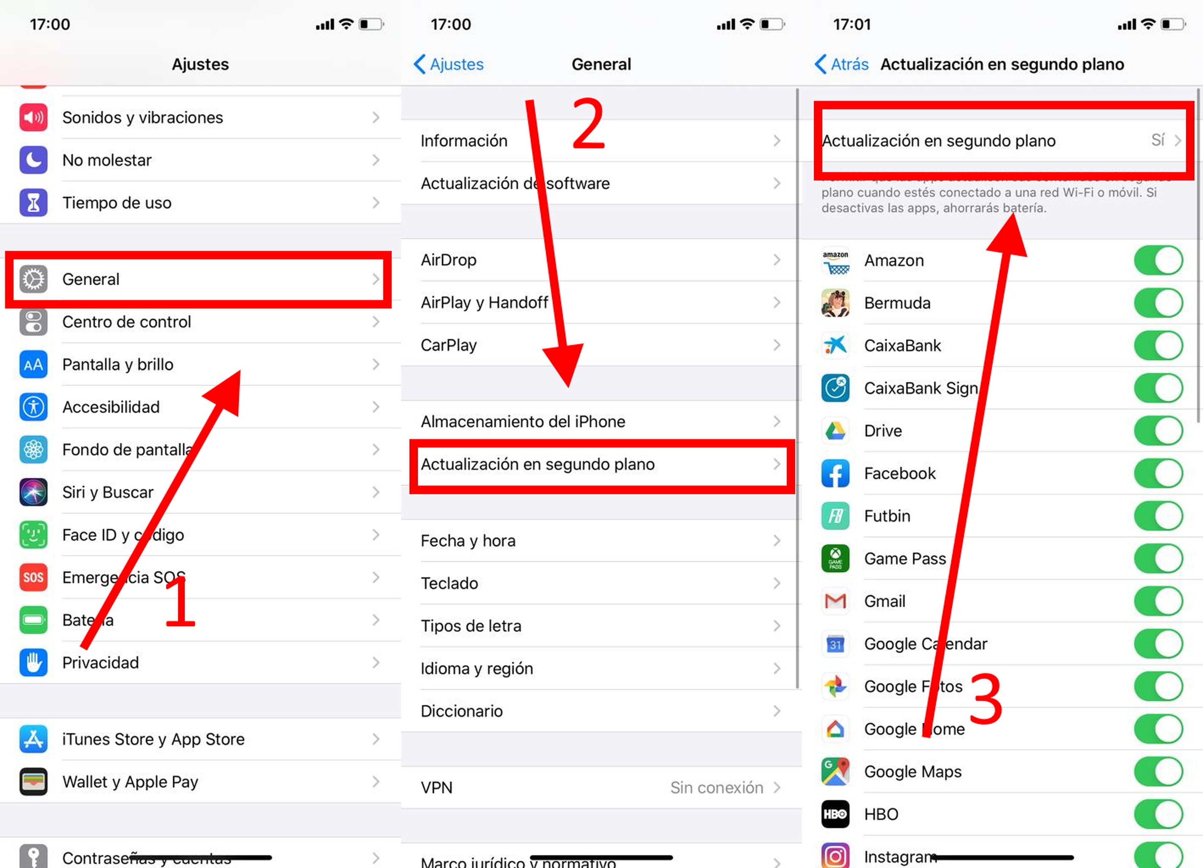 Cómo optimizar un iPhone desactivando las actualizaciones en segundo plano