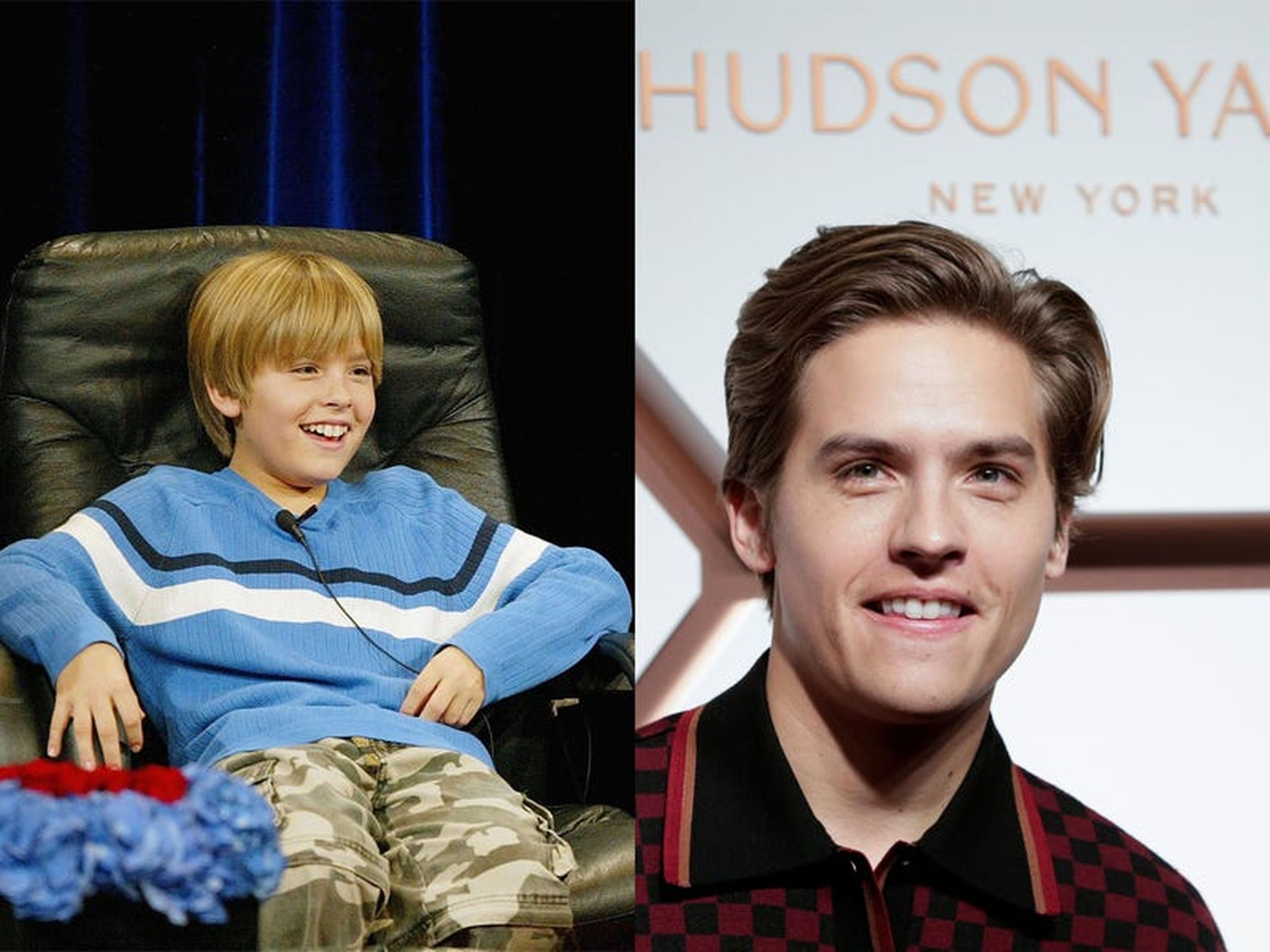 Dylan Sprouse en 2005 (izquierda), el año en que fue elegido como Zack Martin en 'Las aventuras de Zack & Cody' y en 2019 (derecha).