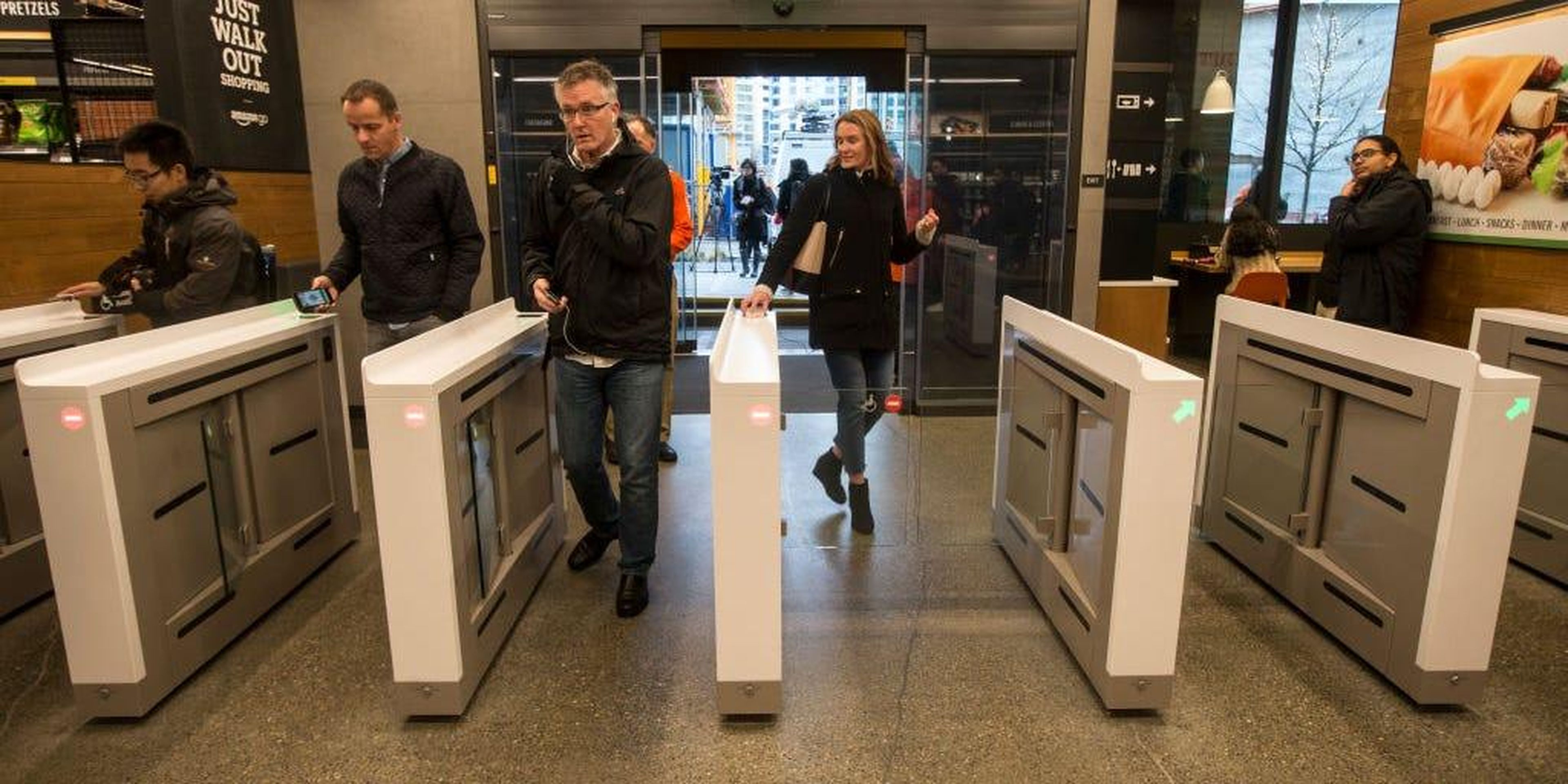 Before entering an Amazon Go store, customers must scan their smartphone so Amazon can figure out who they are.