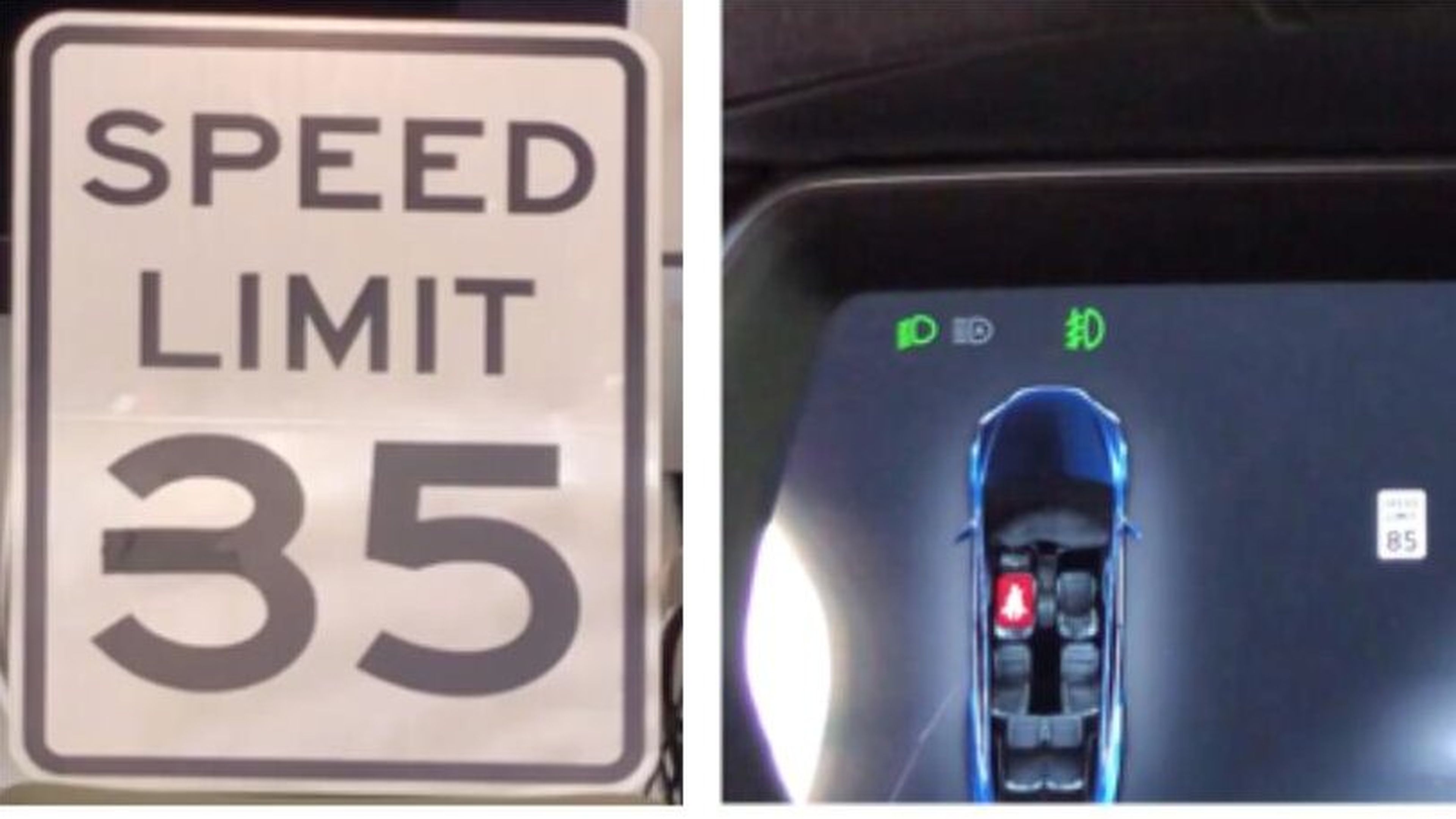 Señal de límite de velocidad modificada para la prueba.