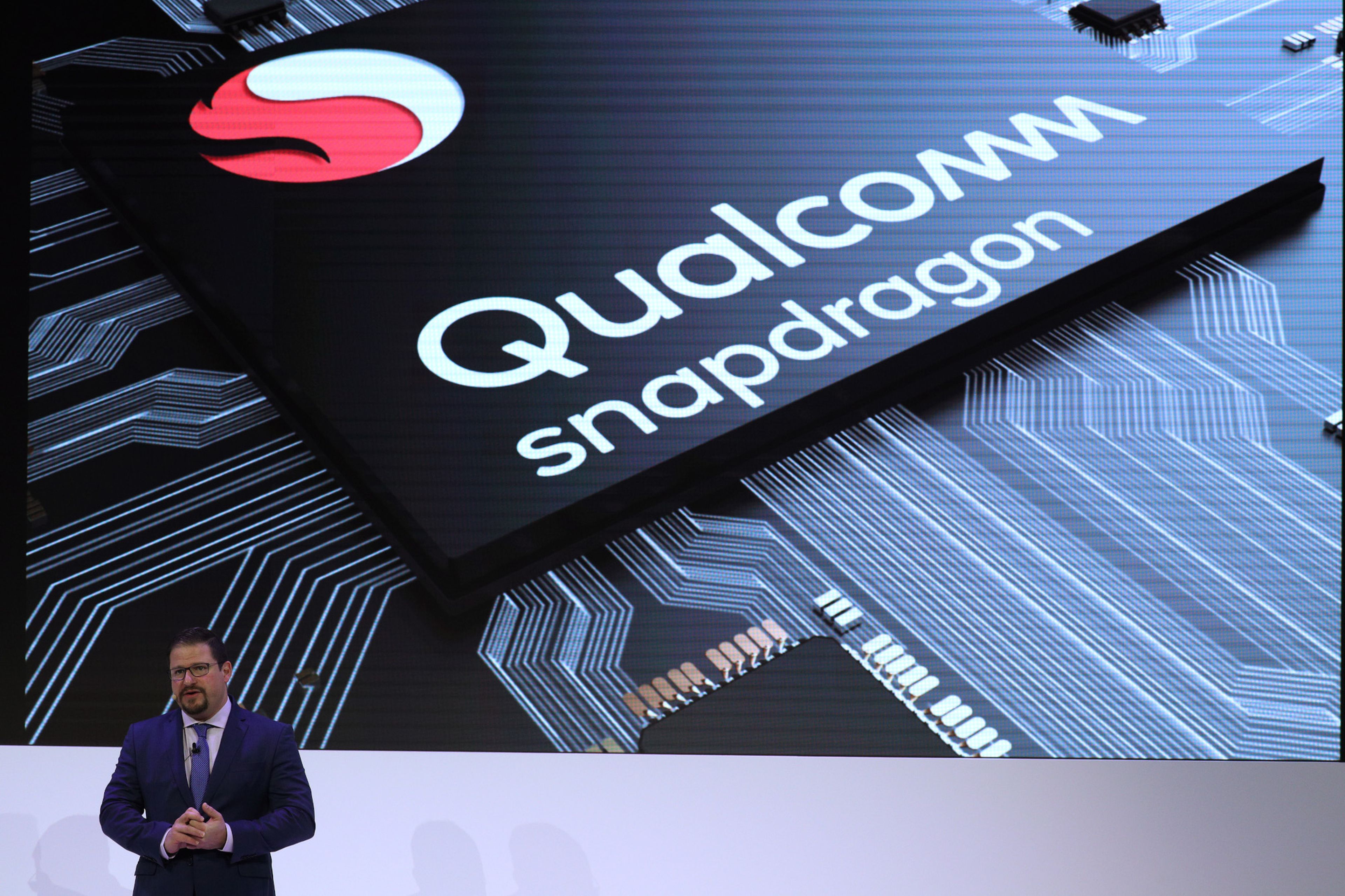 Cristiano Amon, presidente de Qualcomm Incorporated, durante una presentación en el Mobile World Congress en Barcelona, España, 26 de febrero de 2018.