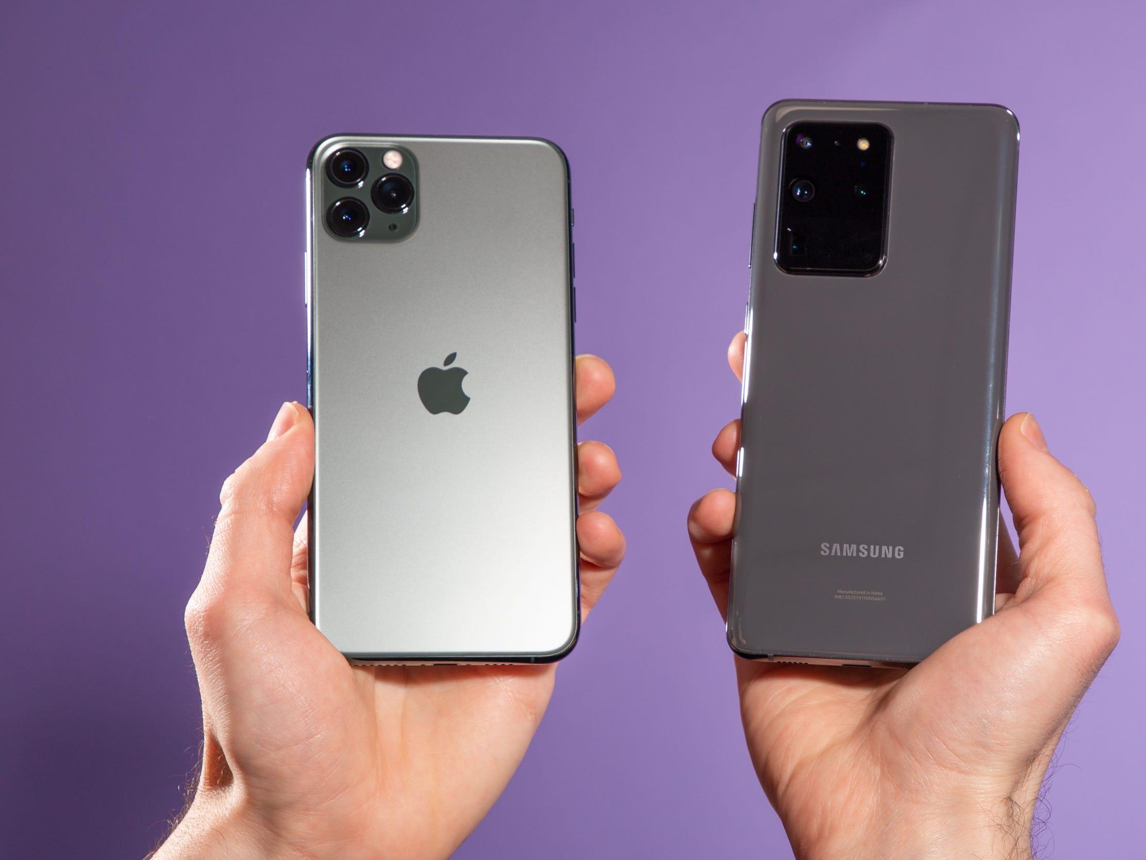 5 características de los últimos iPhone de Apple que faltan en los nuevos teléfonos Galaxy S20 de Samsung.