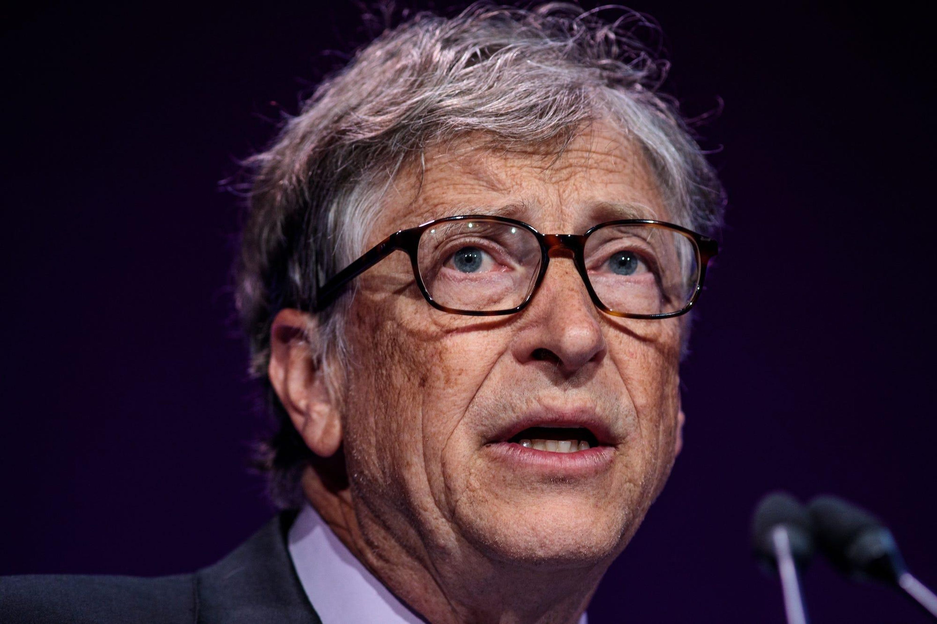 Bill Gates gives a talk at the Malaria Summit in London, UK, in April 2018.