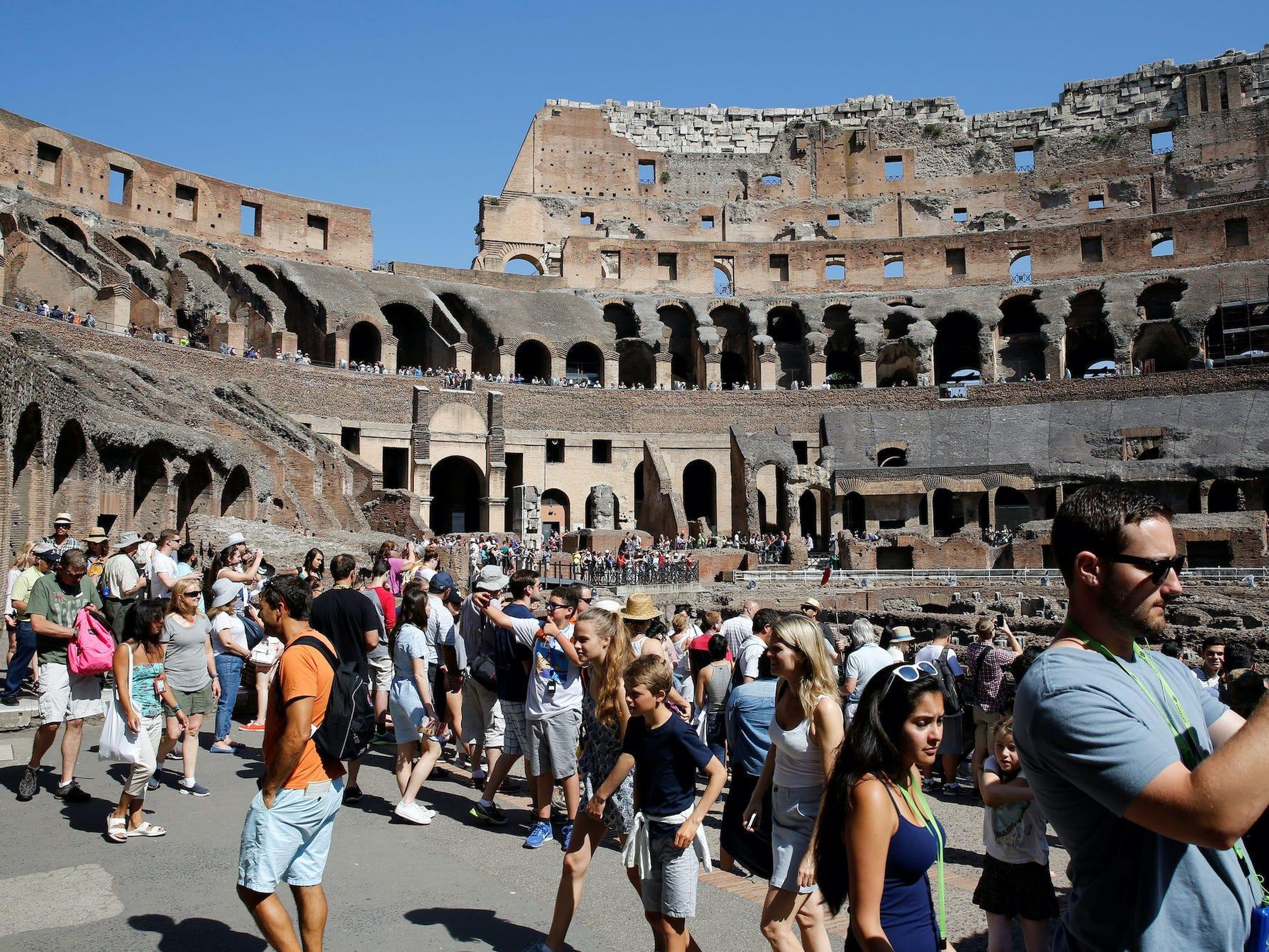 BEFORE: The Colosseum, a UNESCO World Heritage Site, sees about 7.4 million visitors a year, according to a local magazine.