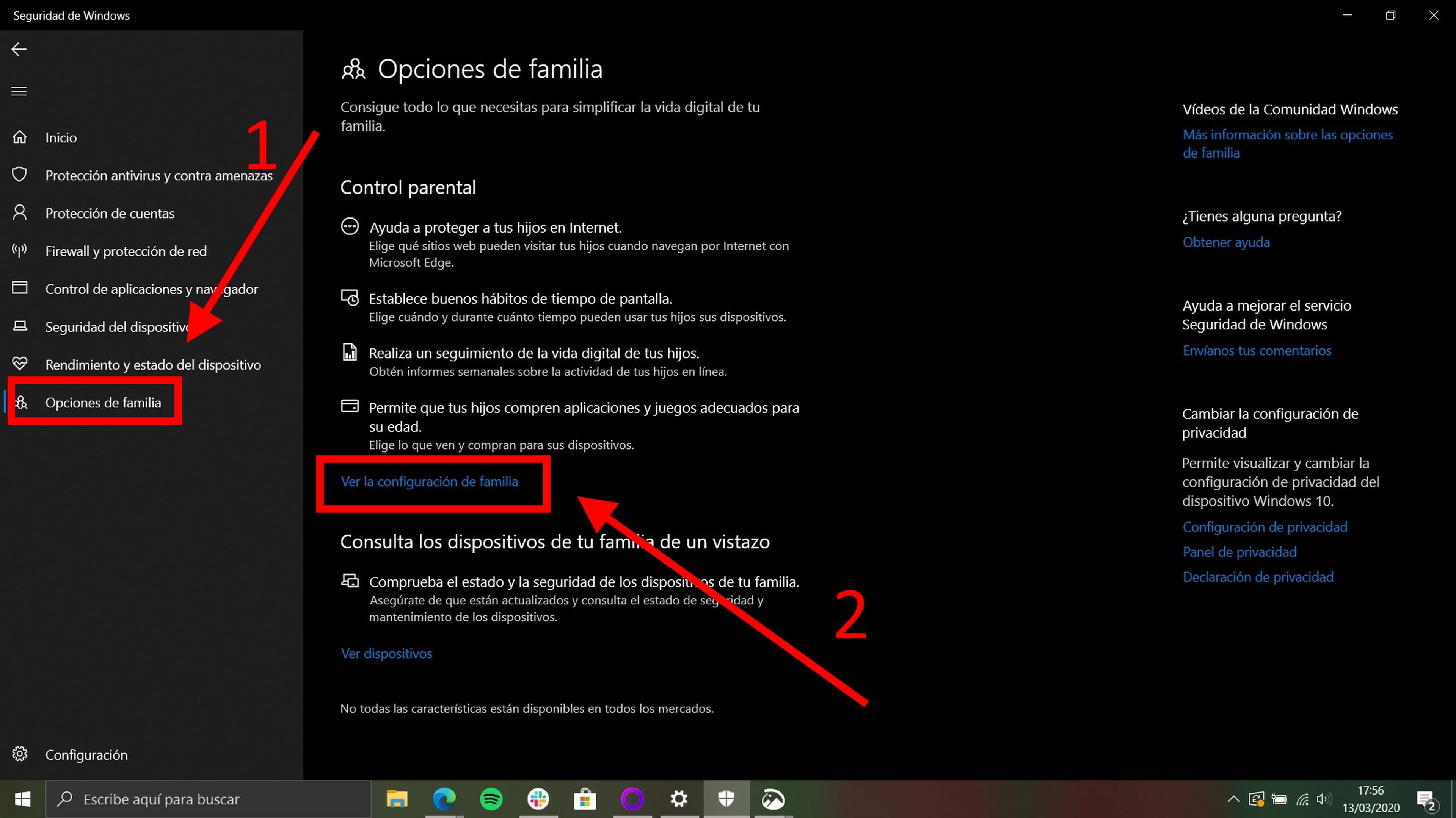 Cómo implementar un control parental con Windows Defender en Windows 10