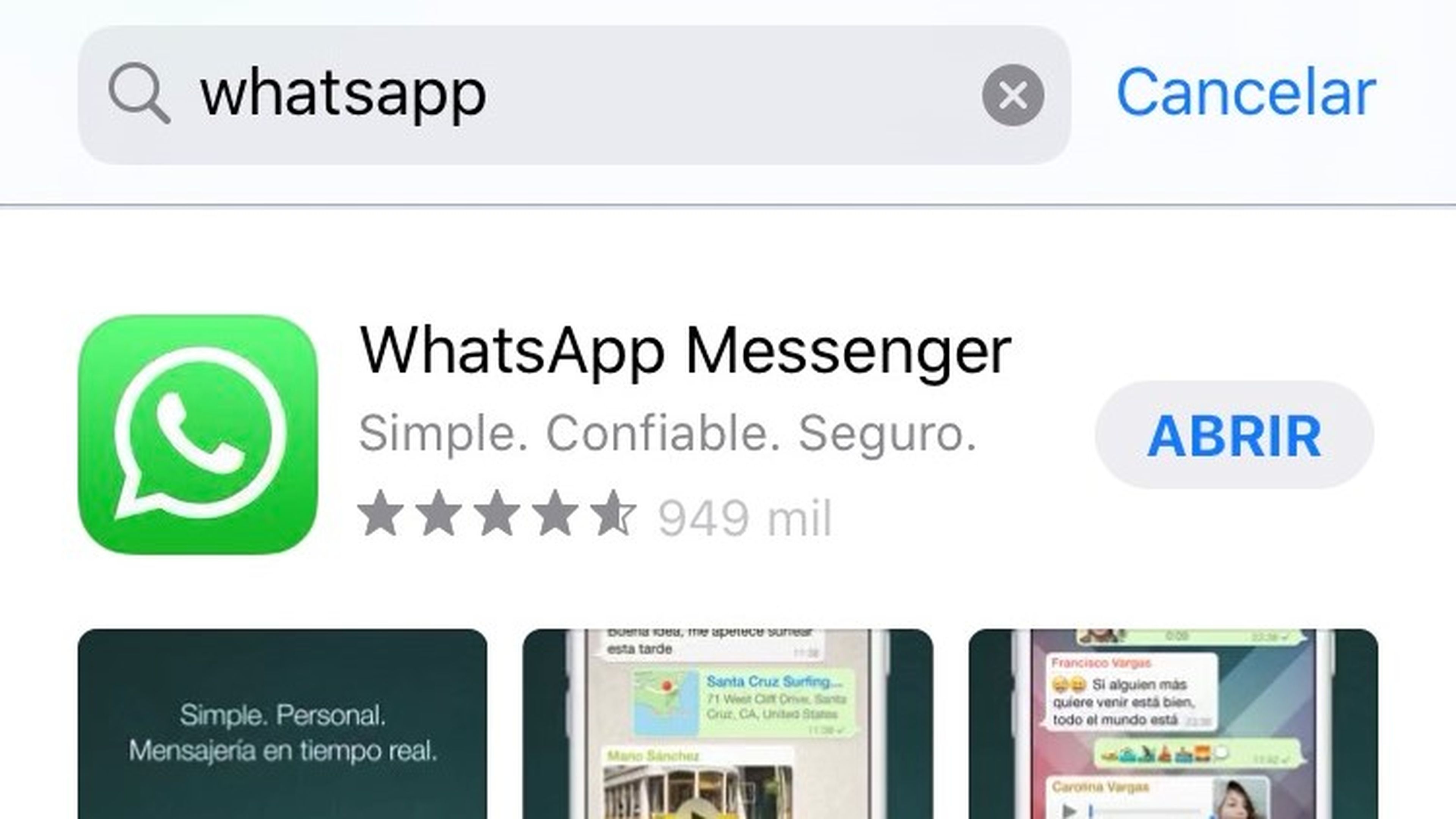 Descarga la última versión de WhatsApp en la App Store.