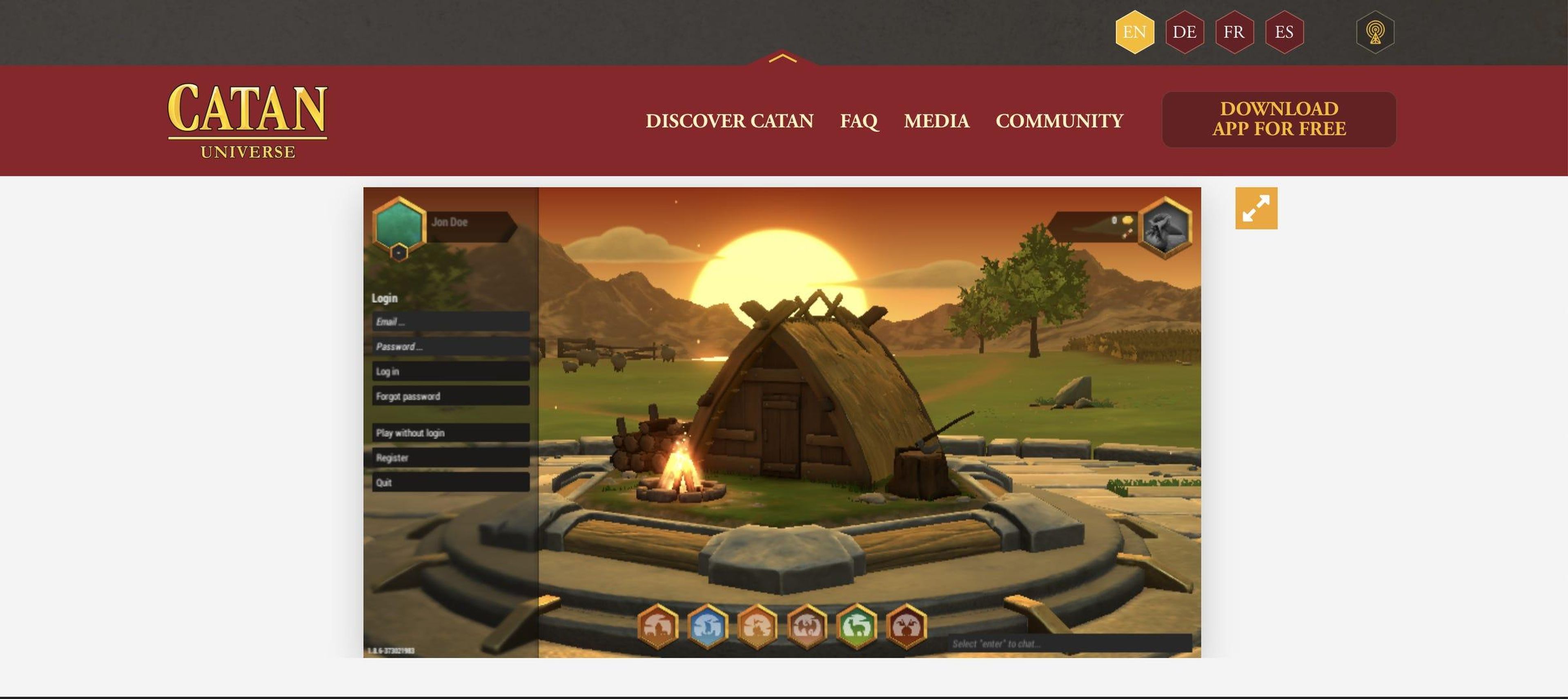 The opening screen of Catan Universe.