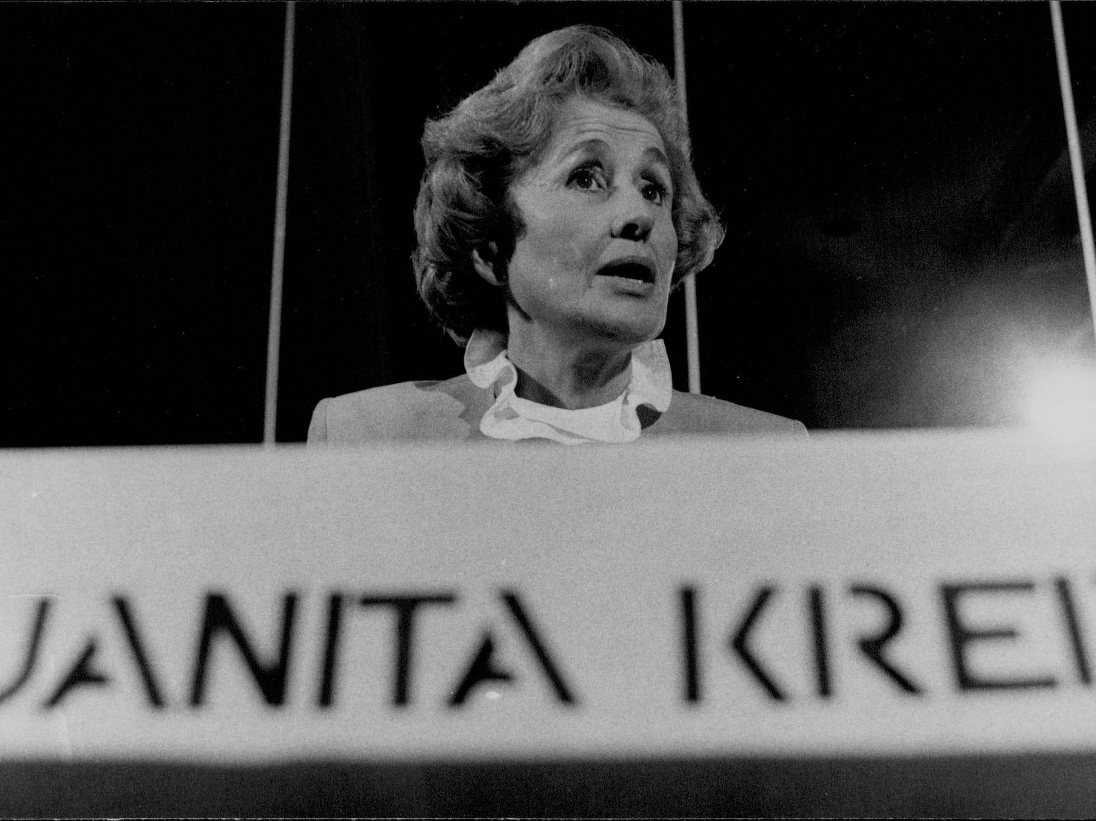 Juanita Kreps en el Hotel Wentworth en 1982.