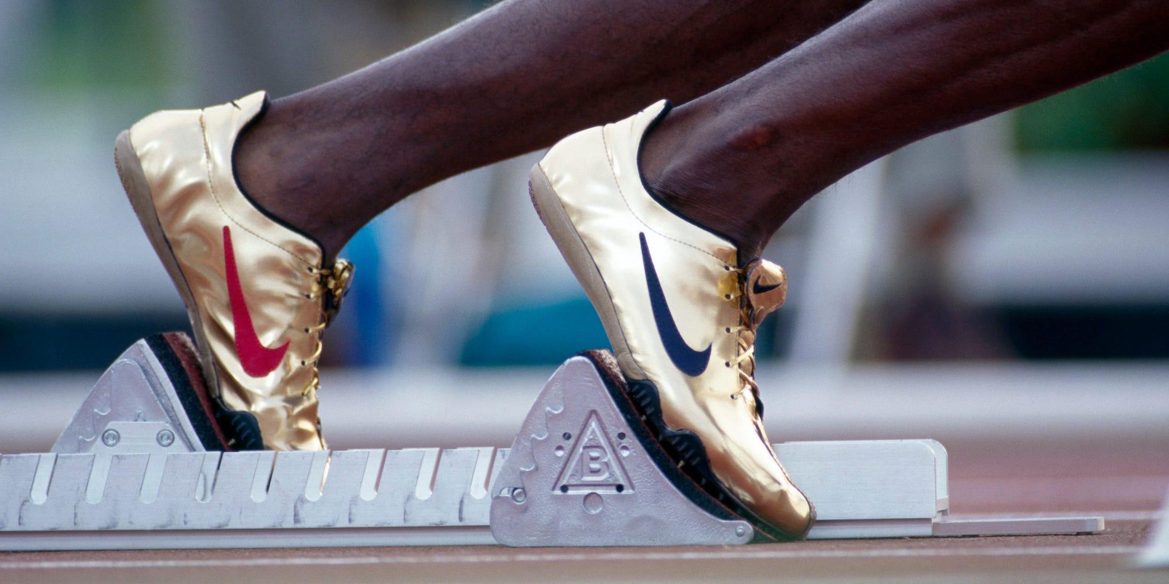 Michael Johnson's Nike-clad feet in 1996.