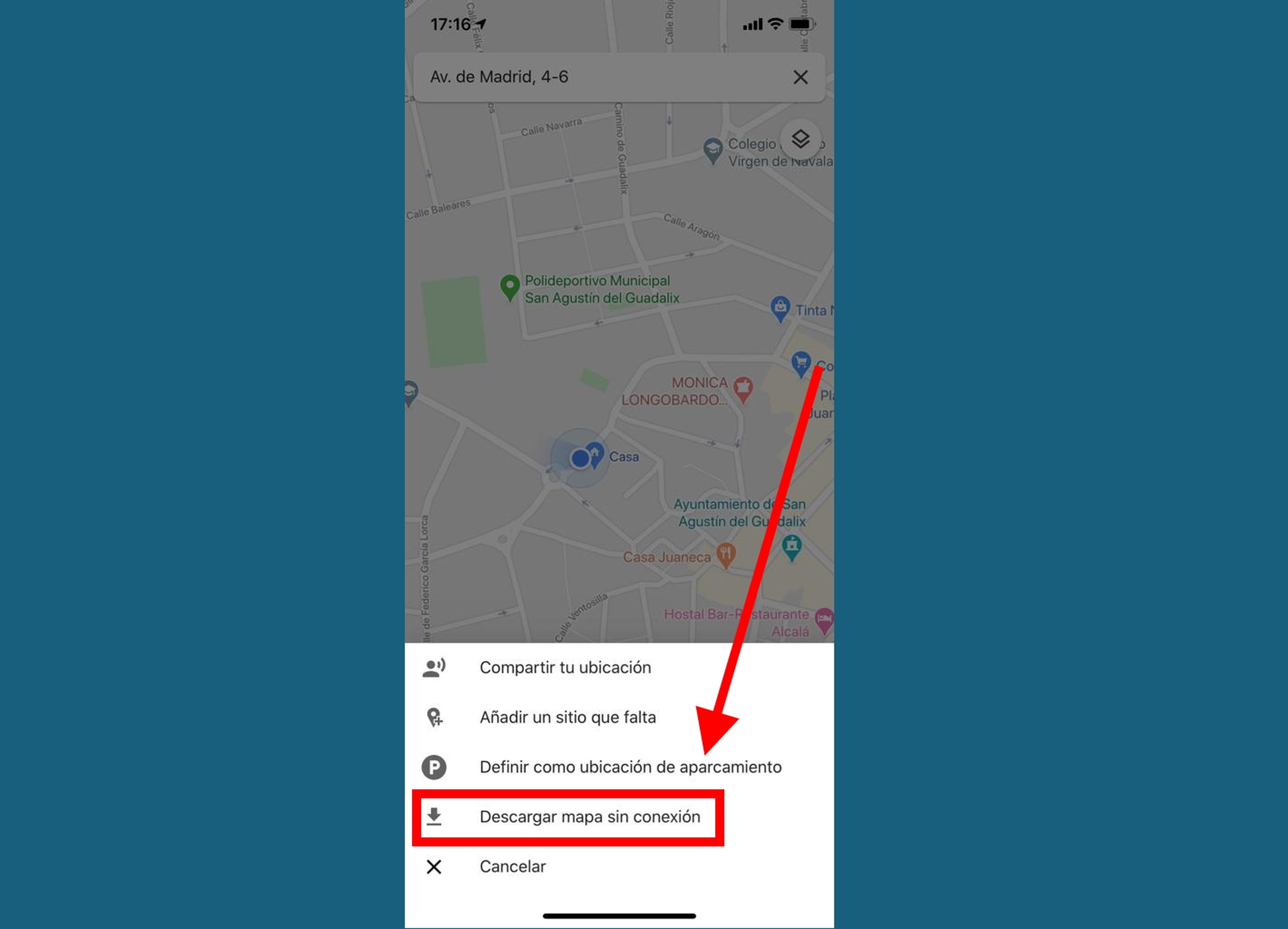 Si no tienes Internet, también tienes la opción de descargarte el mapa para consultarlo cuando quieras en Google Maps