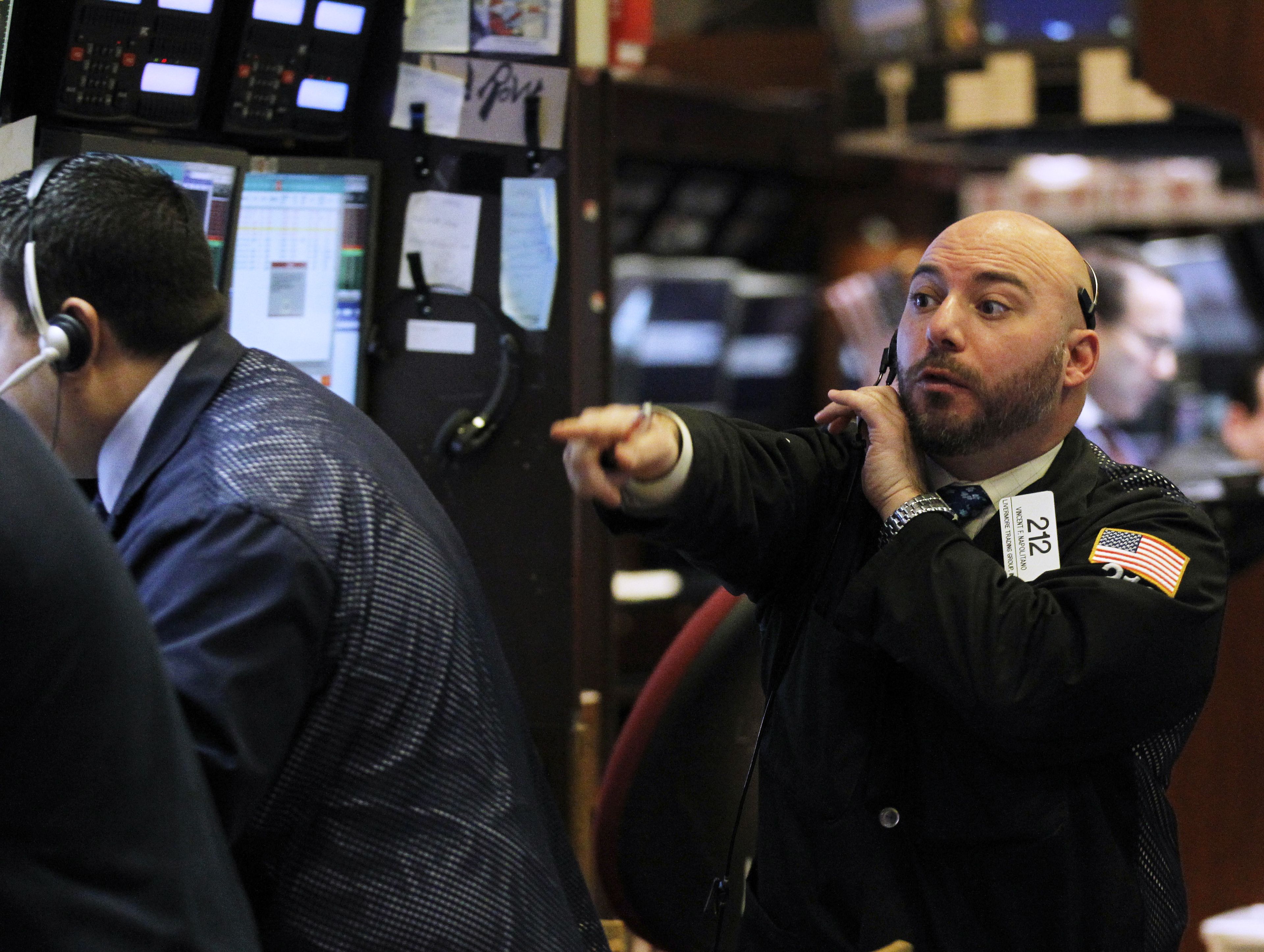 Trader entusiasmado en Wall Street.