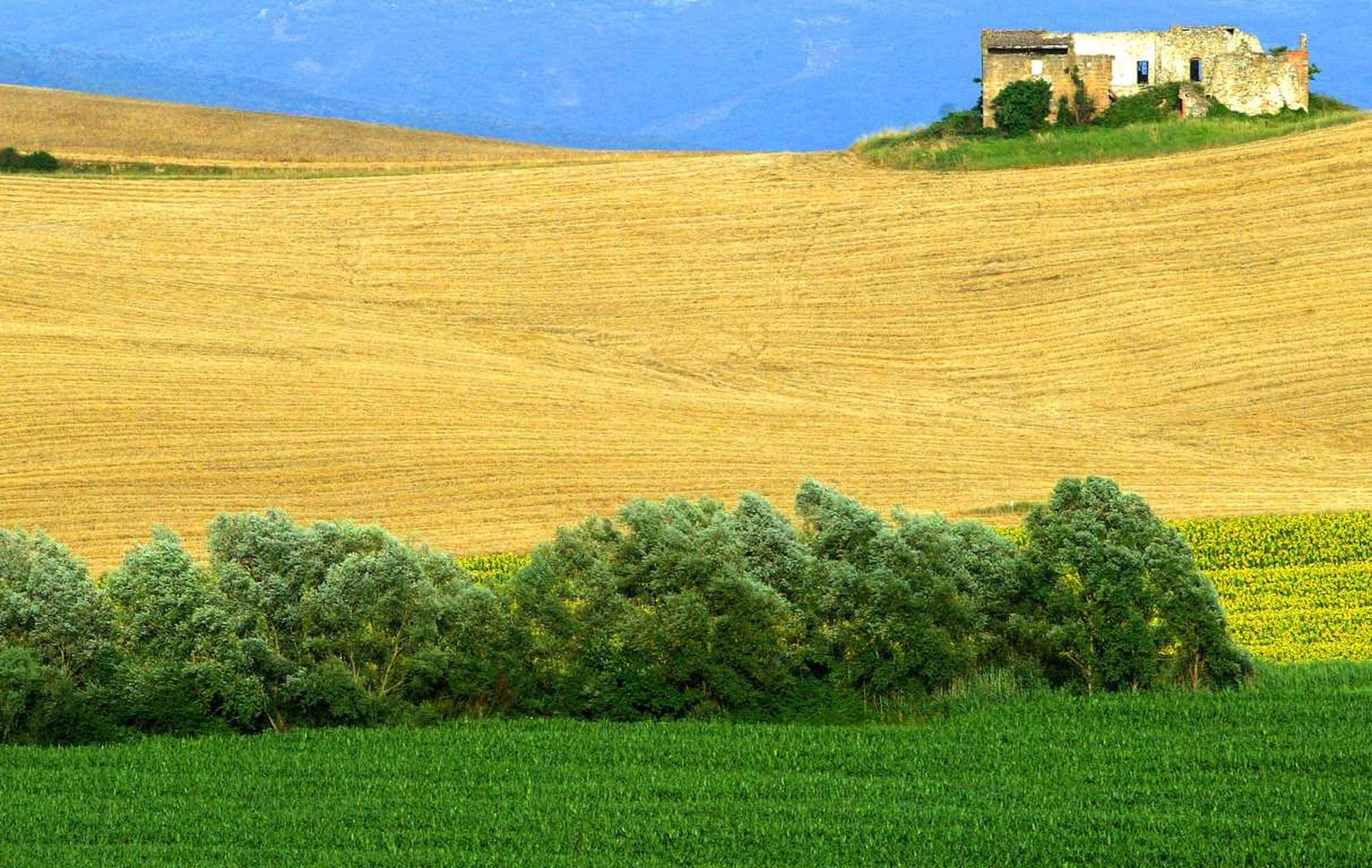 La vista de una campiña italiana en Bagno Vignoni, cerca de Siena, en el centro de Italia.