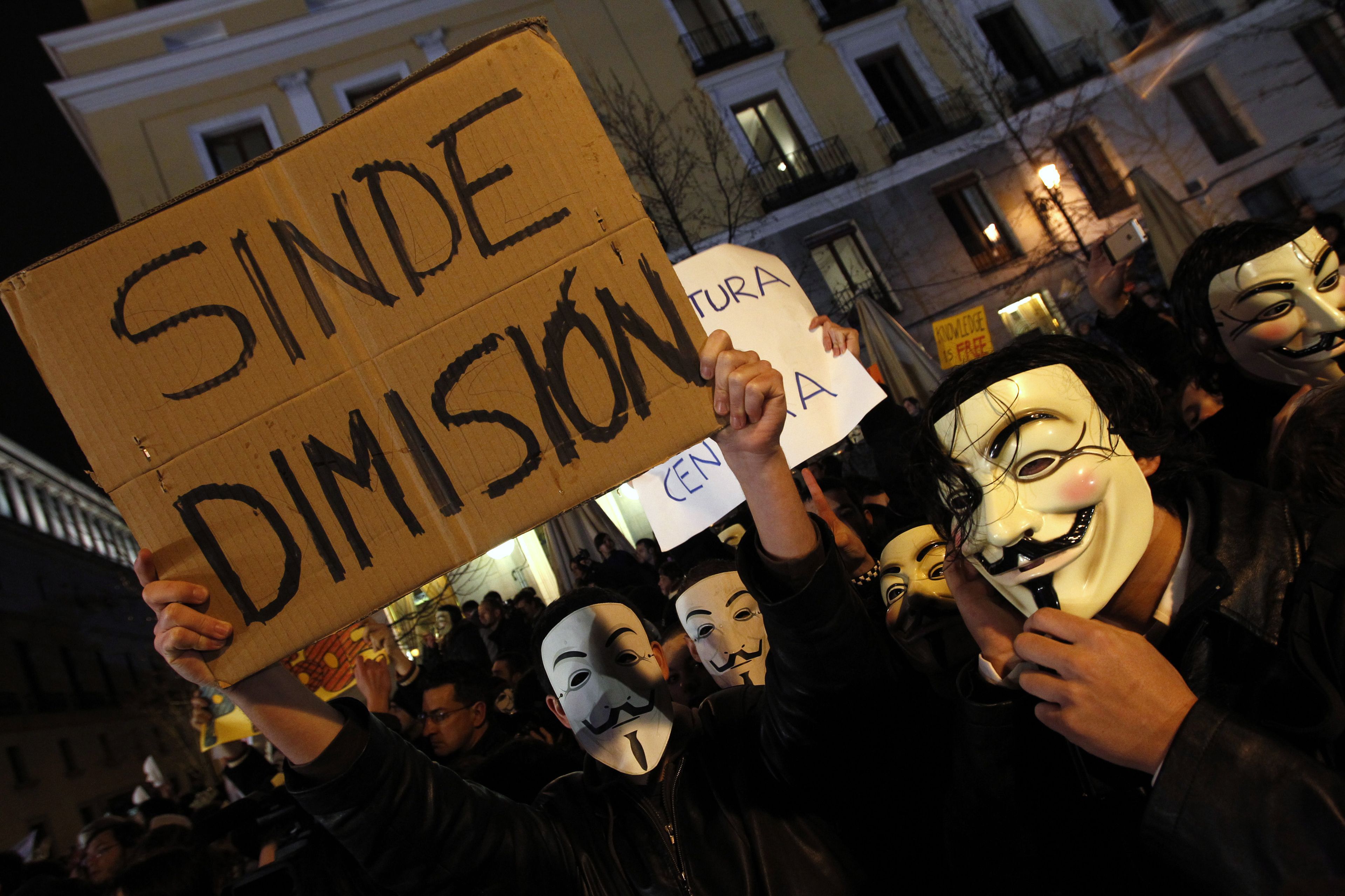Una de las primeras protestas de Anonymous en España fue en los Goya de 2011, contra la Ley Sinde.