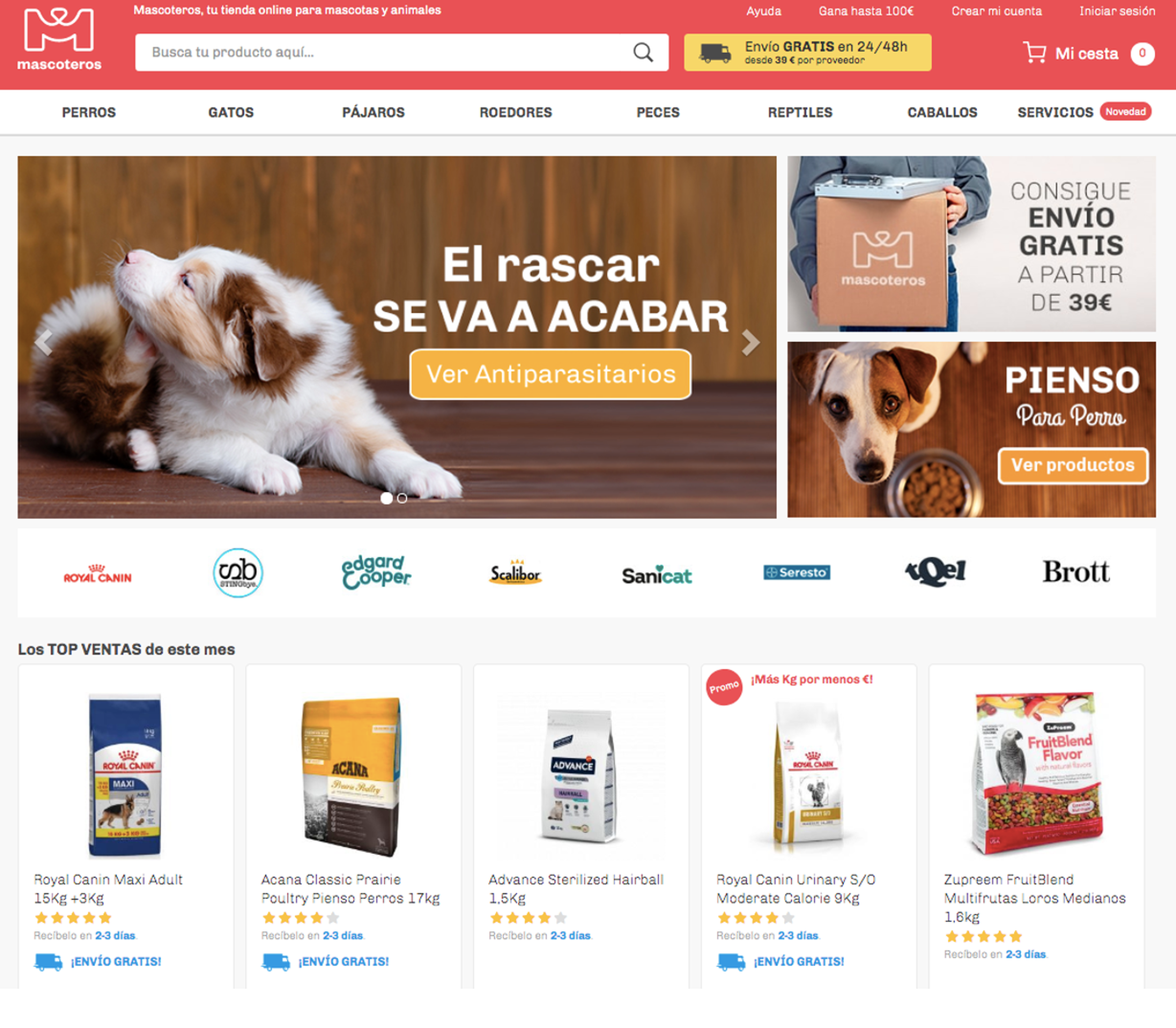En la web de Mascoteros es posible encontrar todo tipo de productos para el cuidado y la salud de las mascotas.