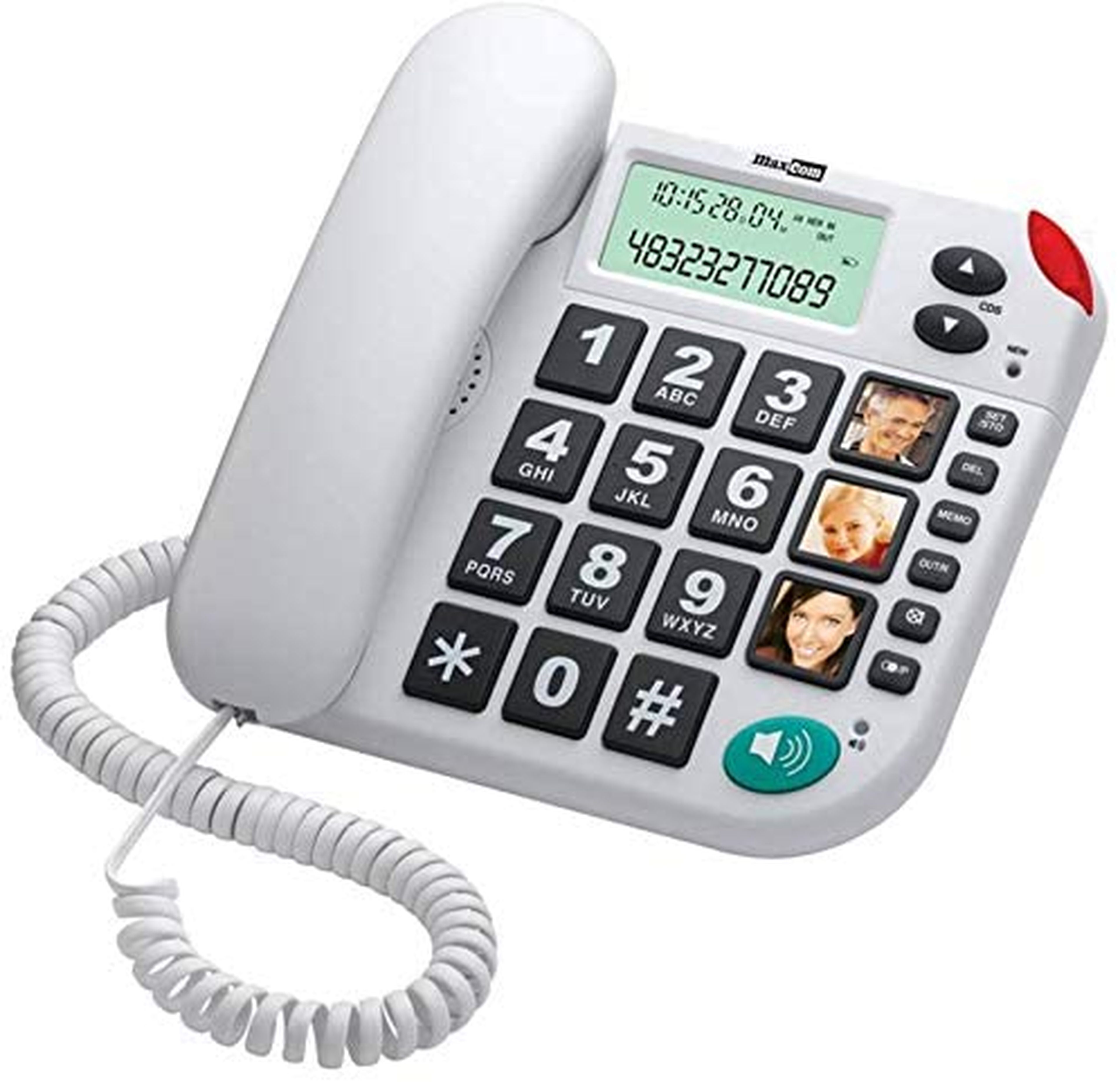 Teléfono fijo para personas mayores con imagen, marcación de un solo toque,  teléfono para ancianos con demencia, volumen de teléfono de 80 dB para