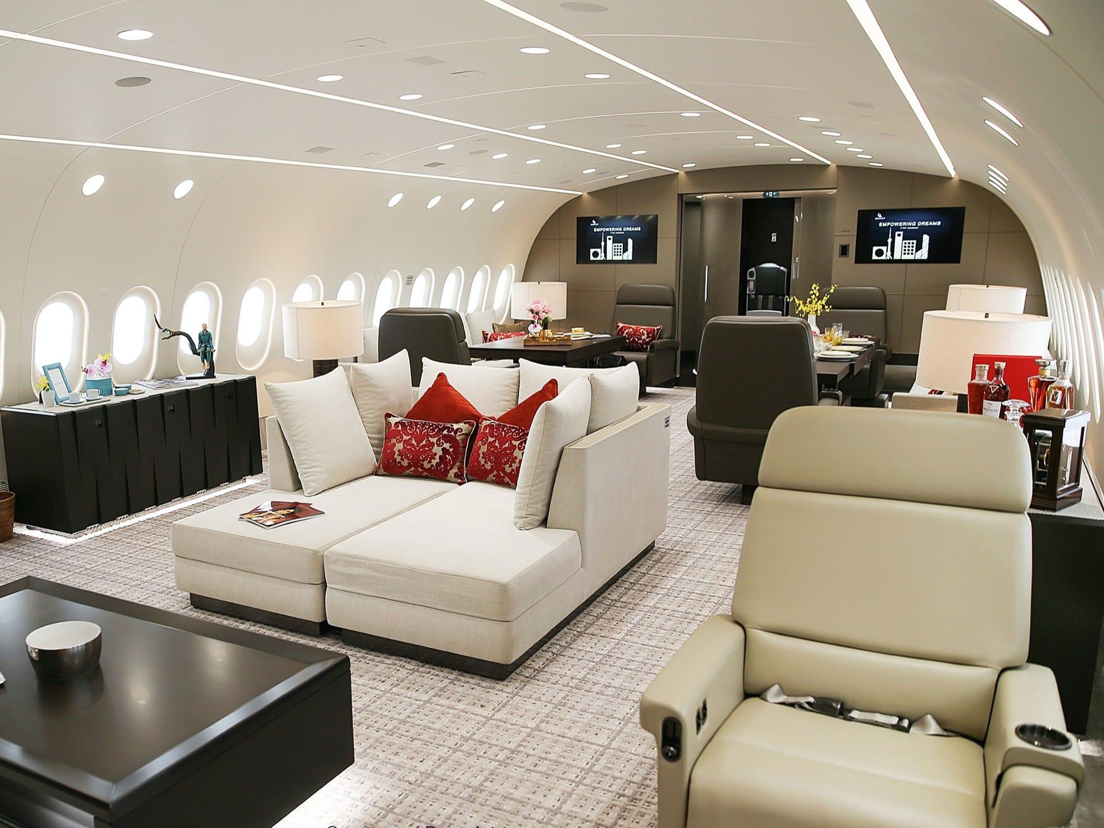 Interior de un BBJ 787 Dreamliner.