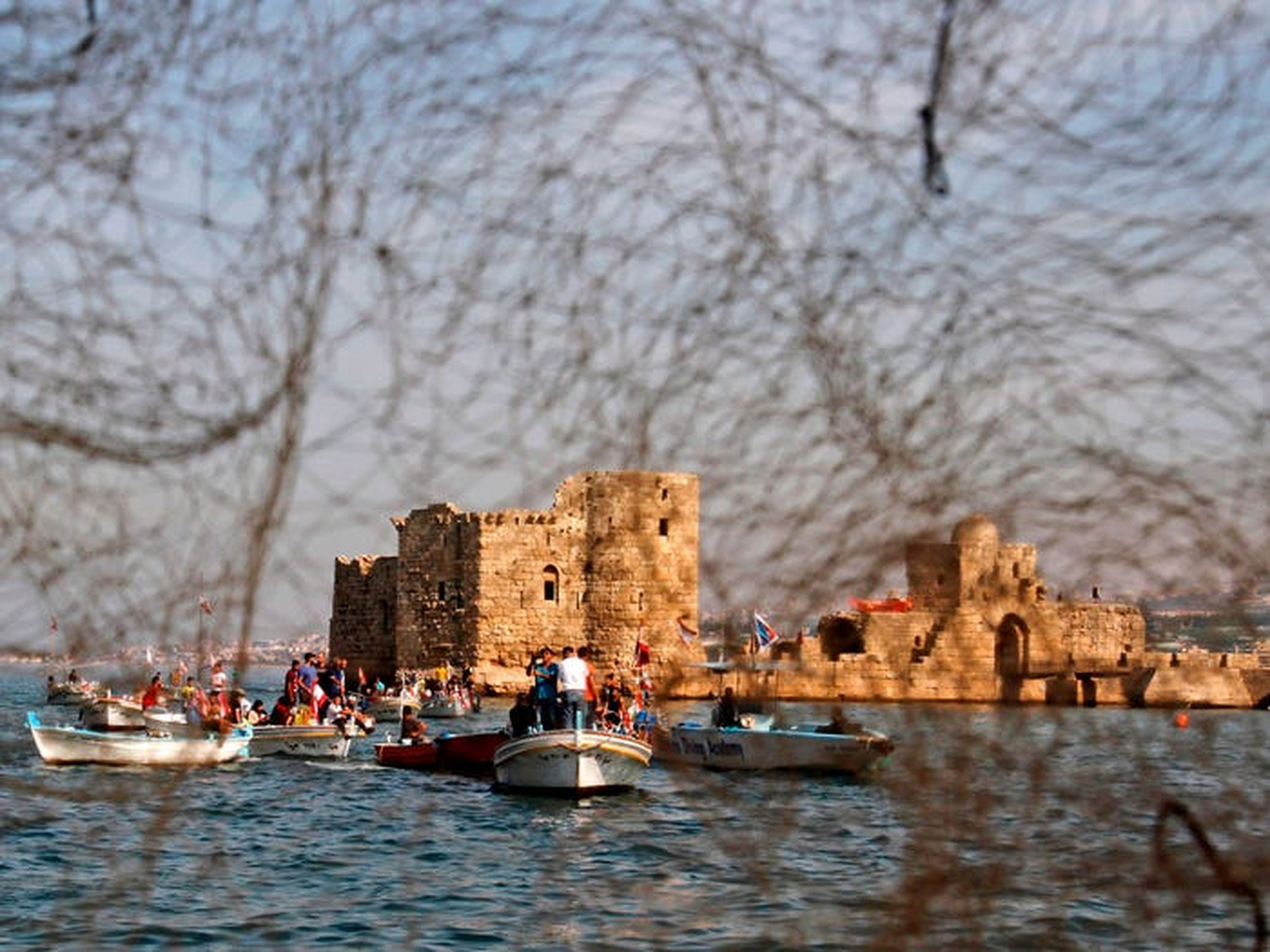 El Castillo del mar de Sidon se encuentra a orillas de Sidón, Líbano.