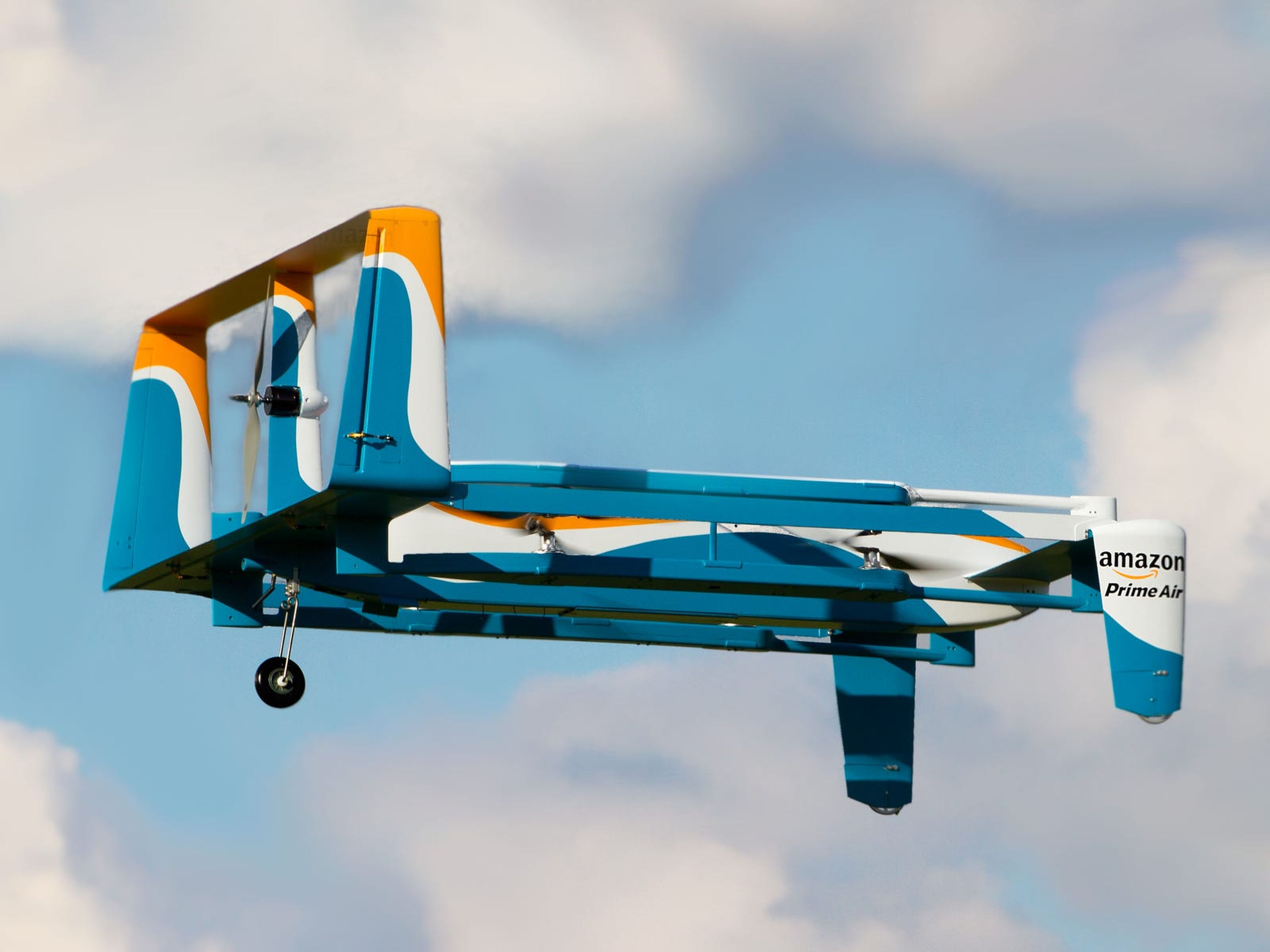 Un dron de reparto de Amazon Prime Air