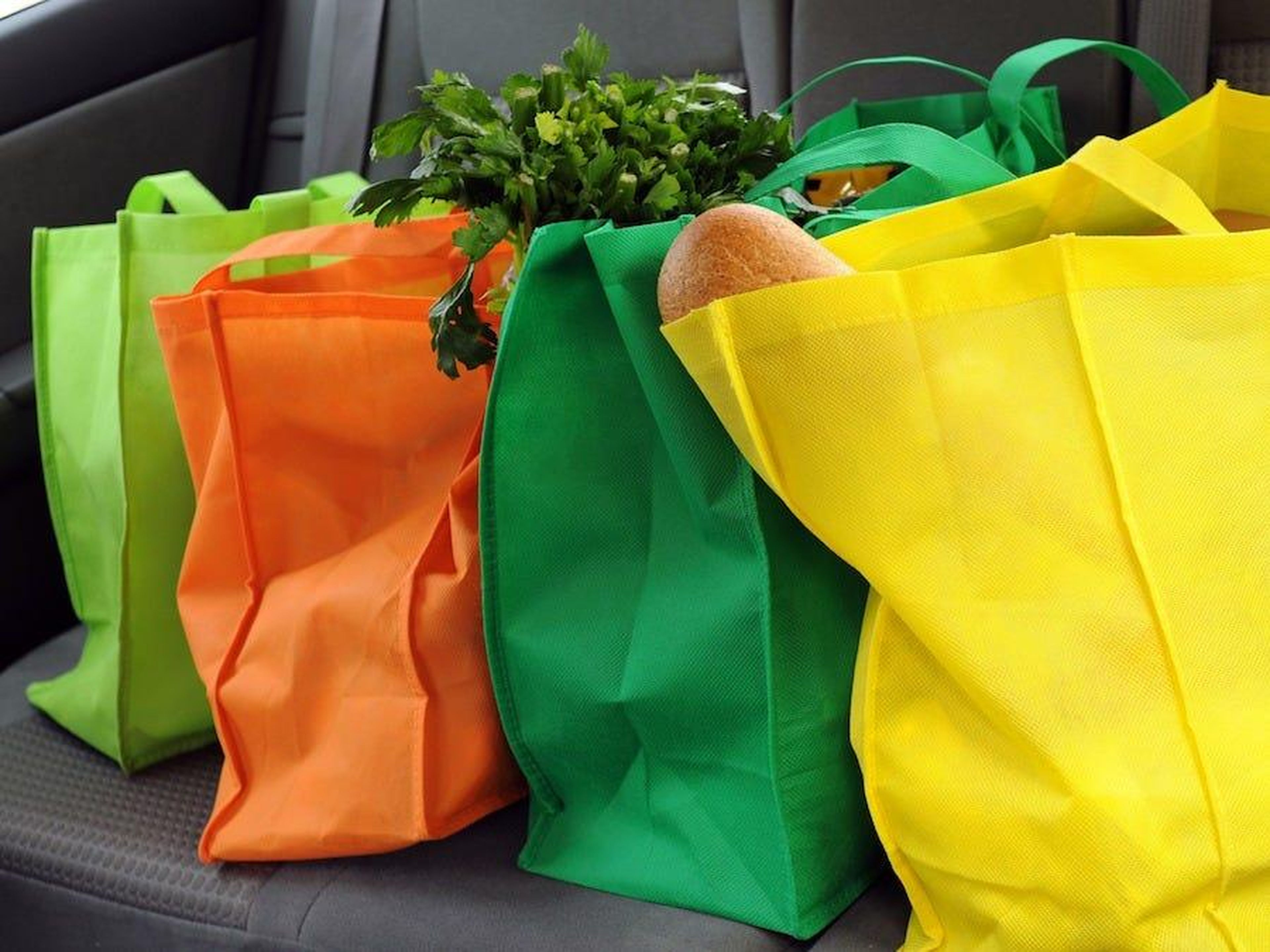 Reusable grocery bags.