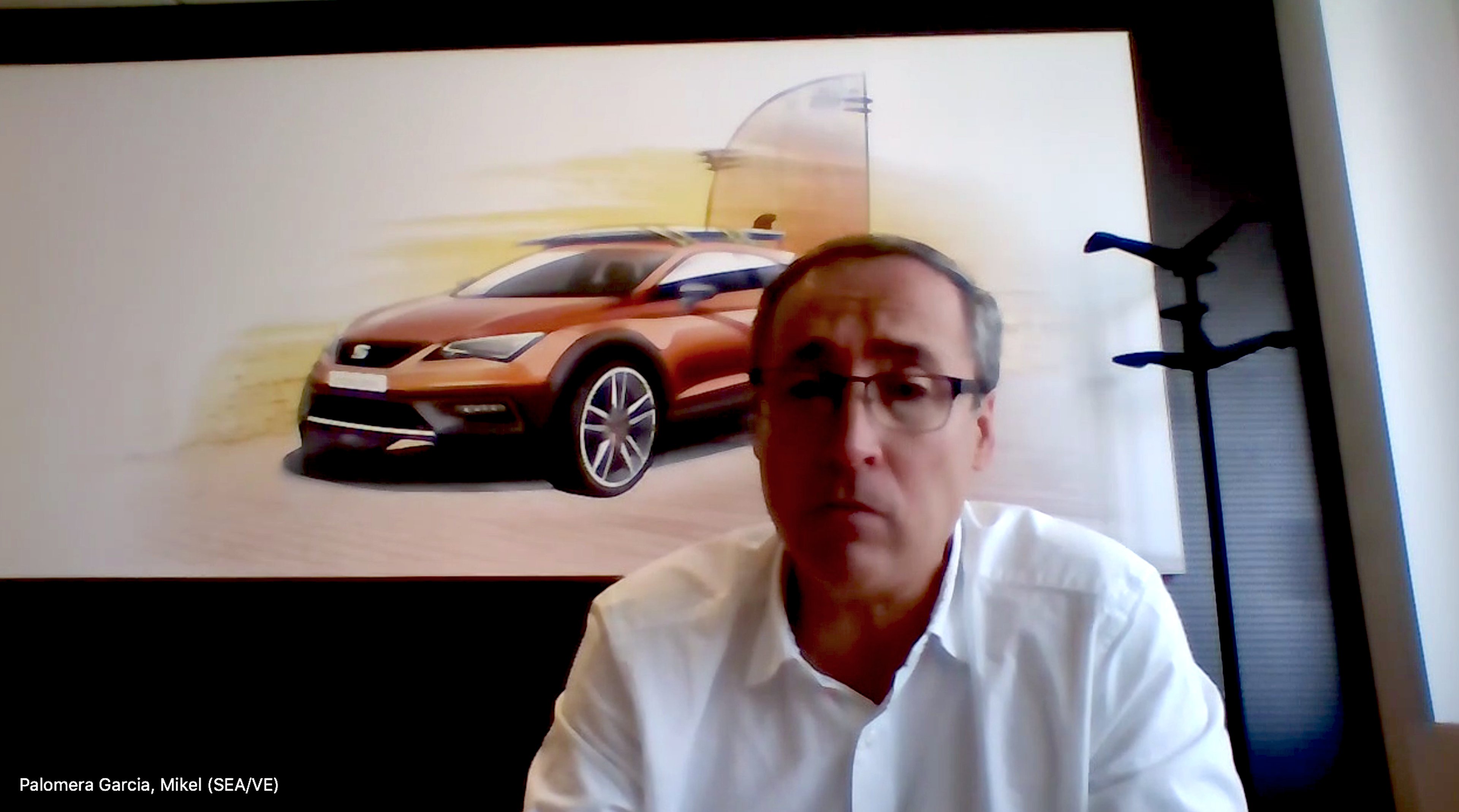 Mikel Palomera, director general de Seat España, en un momento de la entrevista realizada por videoconferencia