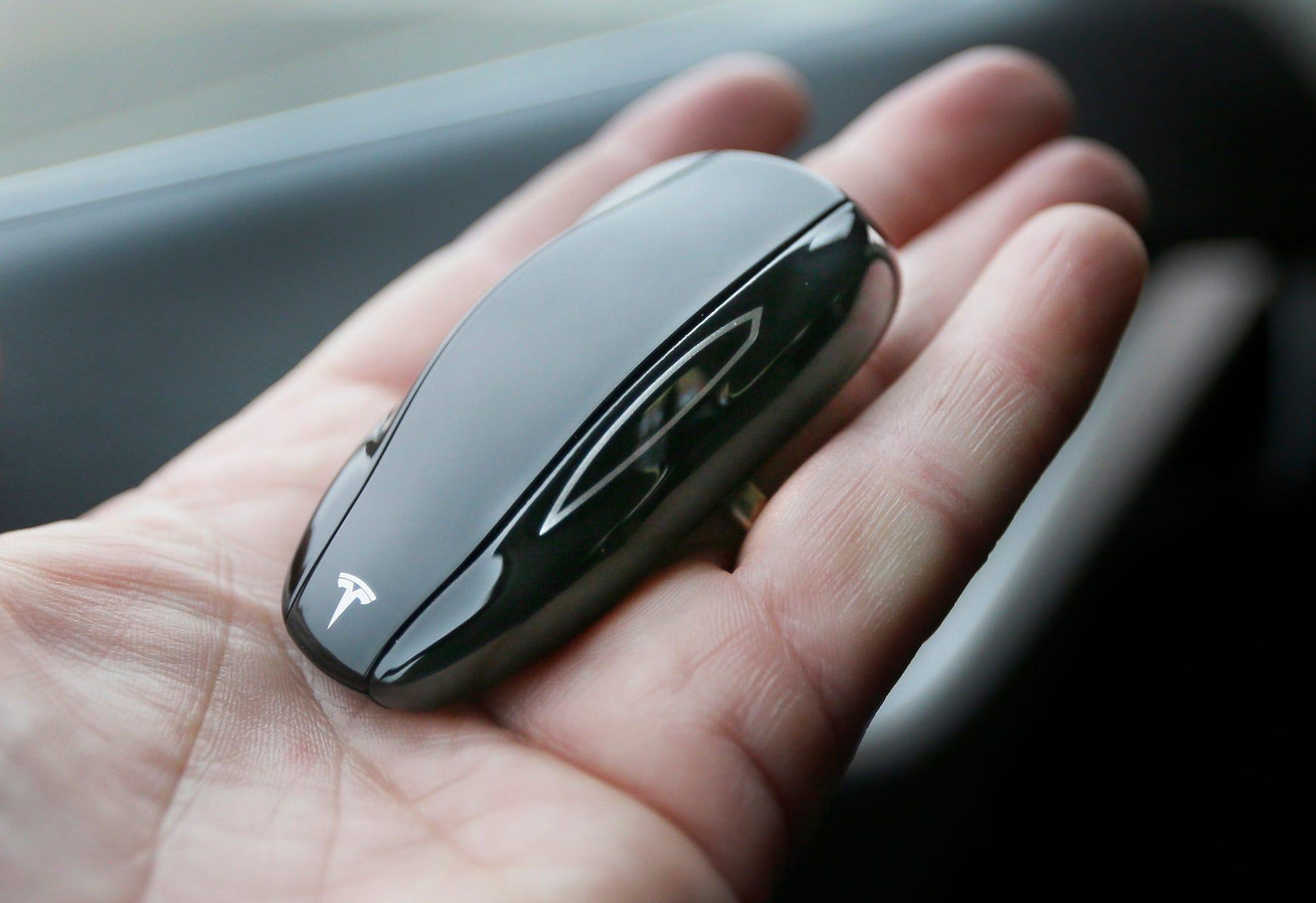 The Model S key fob is a sleek little guy that resembles the car. You can also use the Tesla app to control some features, monitor charging, and check on the Model S's vital signs.