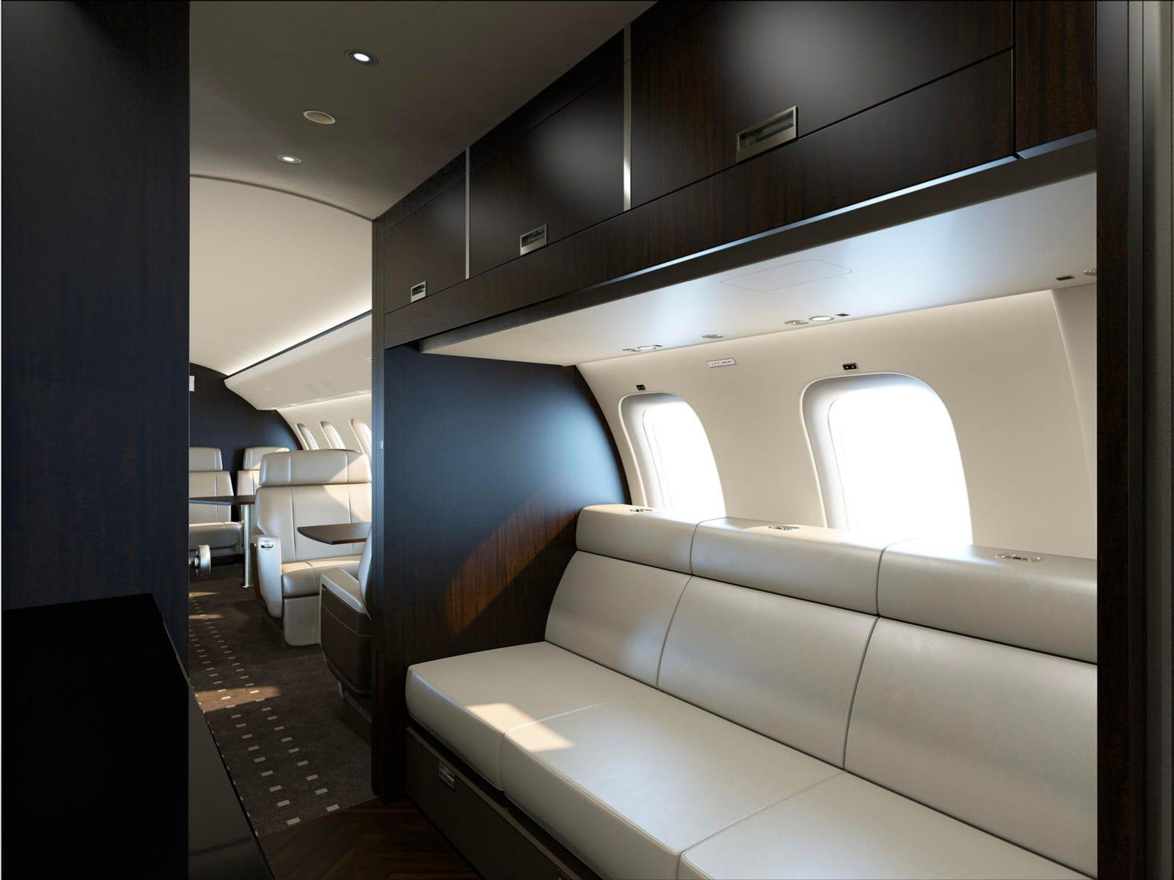 Interior del Bombardier Global 7500.