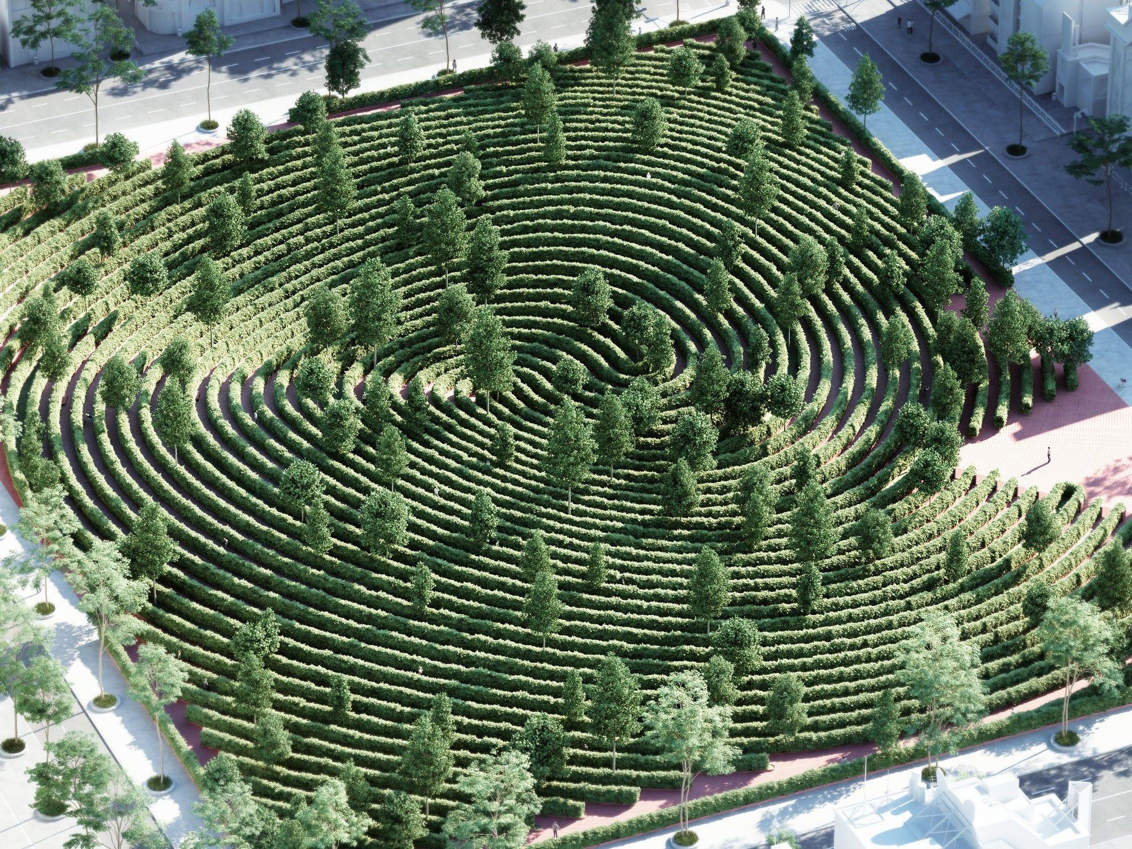 Una representación muestra cómo podría ser una vista aérea del 'Parc de la Distance'.